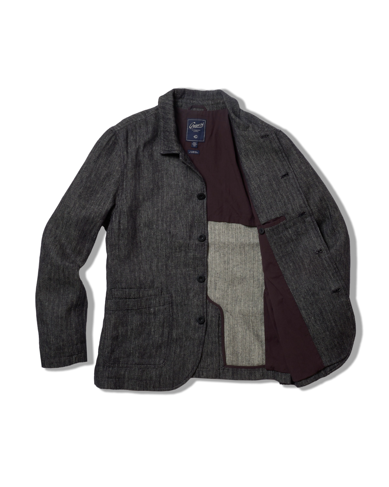 Gaudet Herringbone French Chore Jacket - Navy Herringbone
