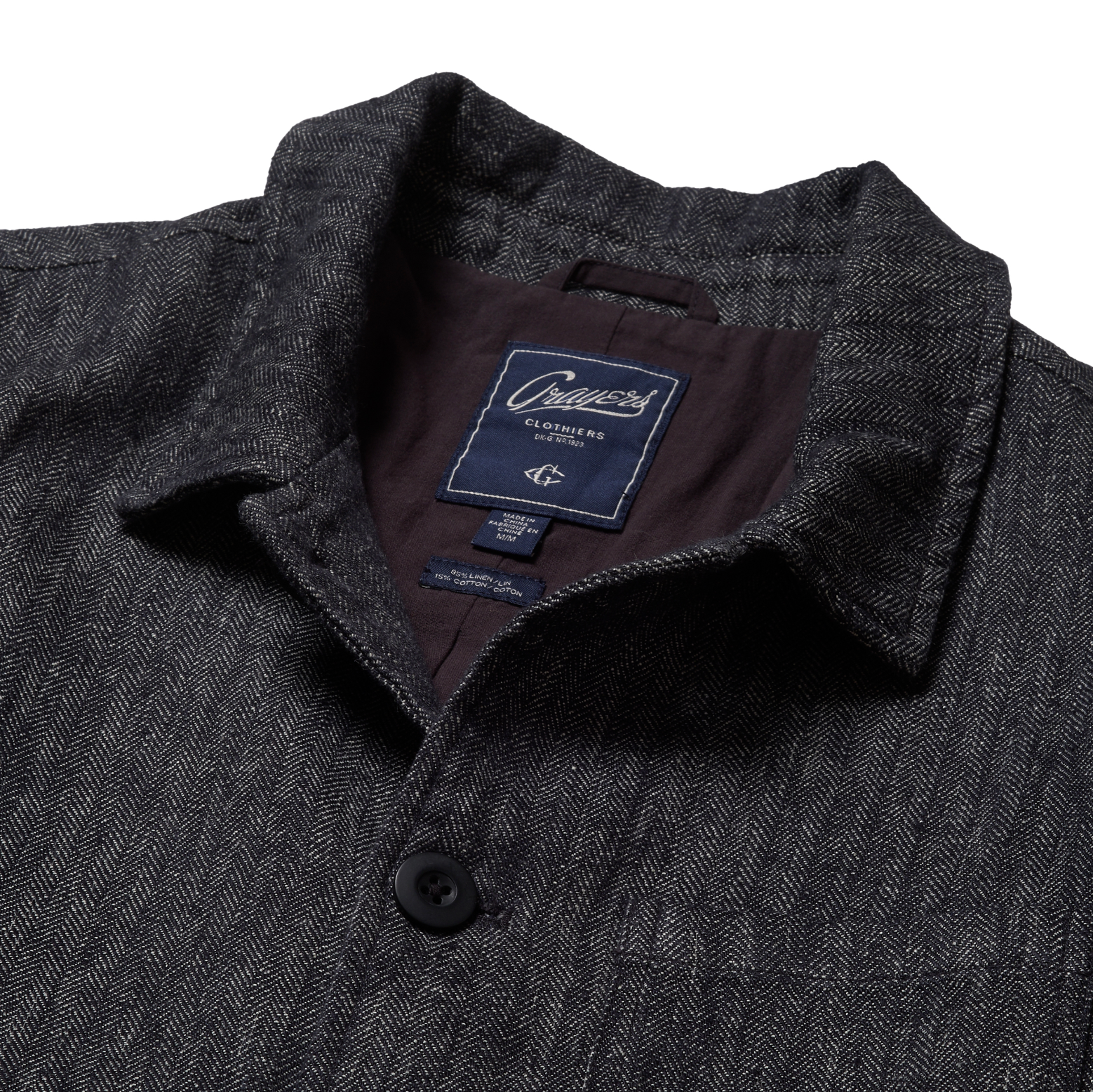Gaudet Herringbone French Chore Jacket - Navy Herringbone