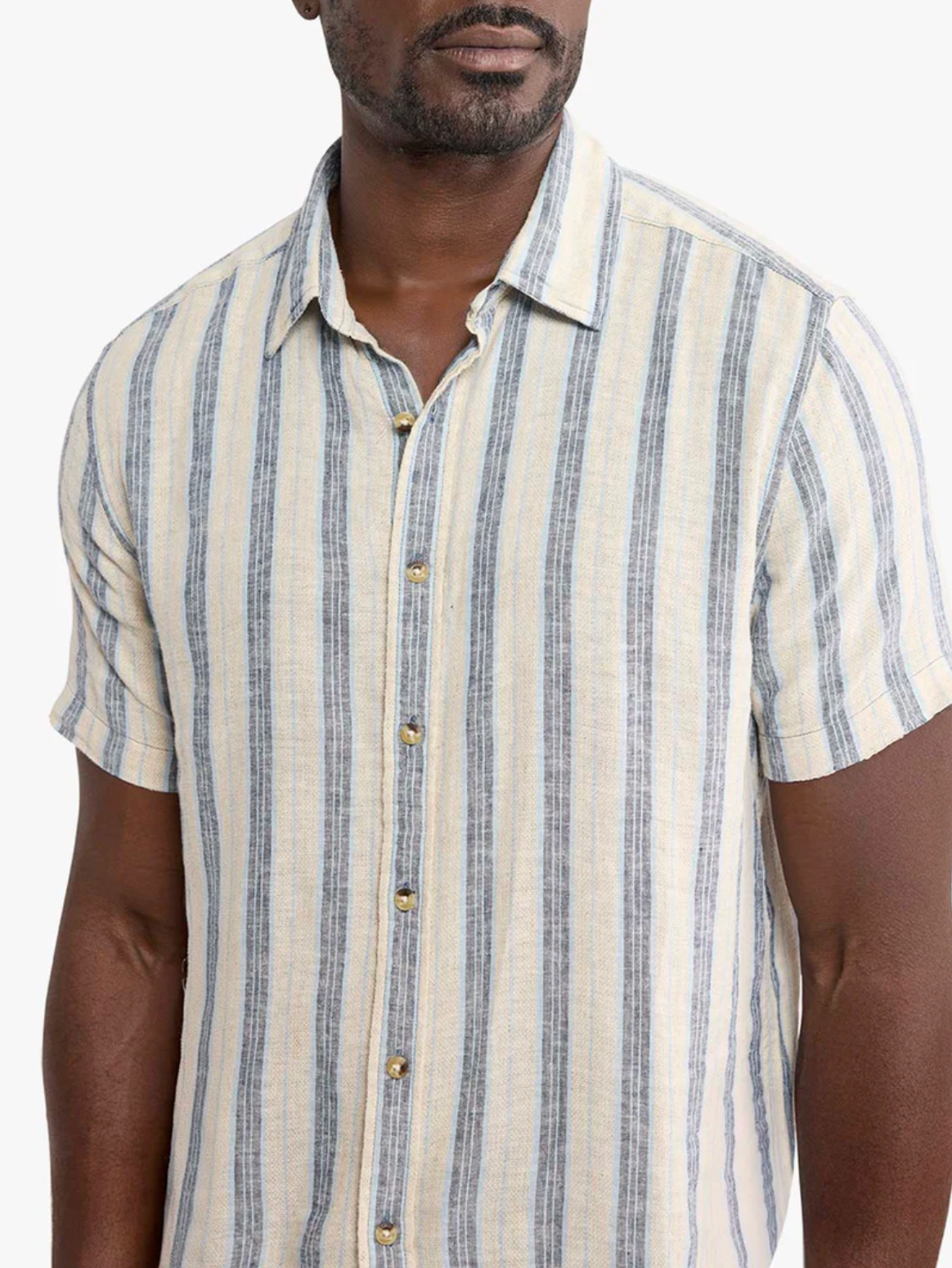 Oasis Textured Shirt - Sea Blue Stripe