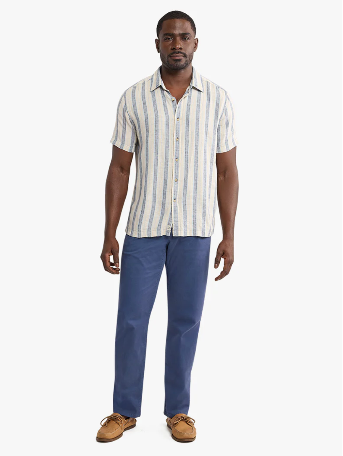 Oasis Textured Shirt - Sea Blue Stripe
