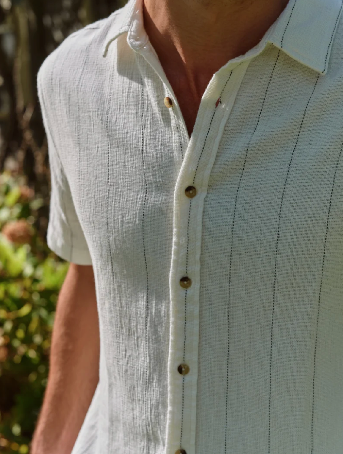 Oasis Textured Shirt - Shell Stripe