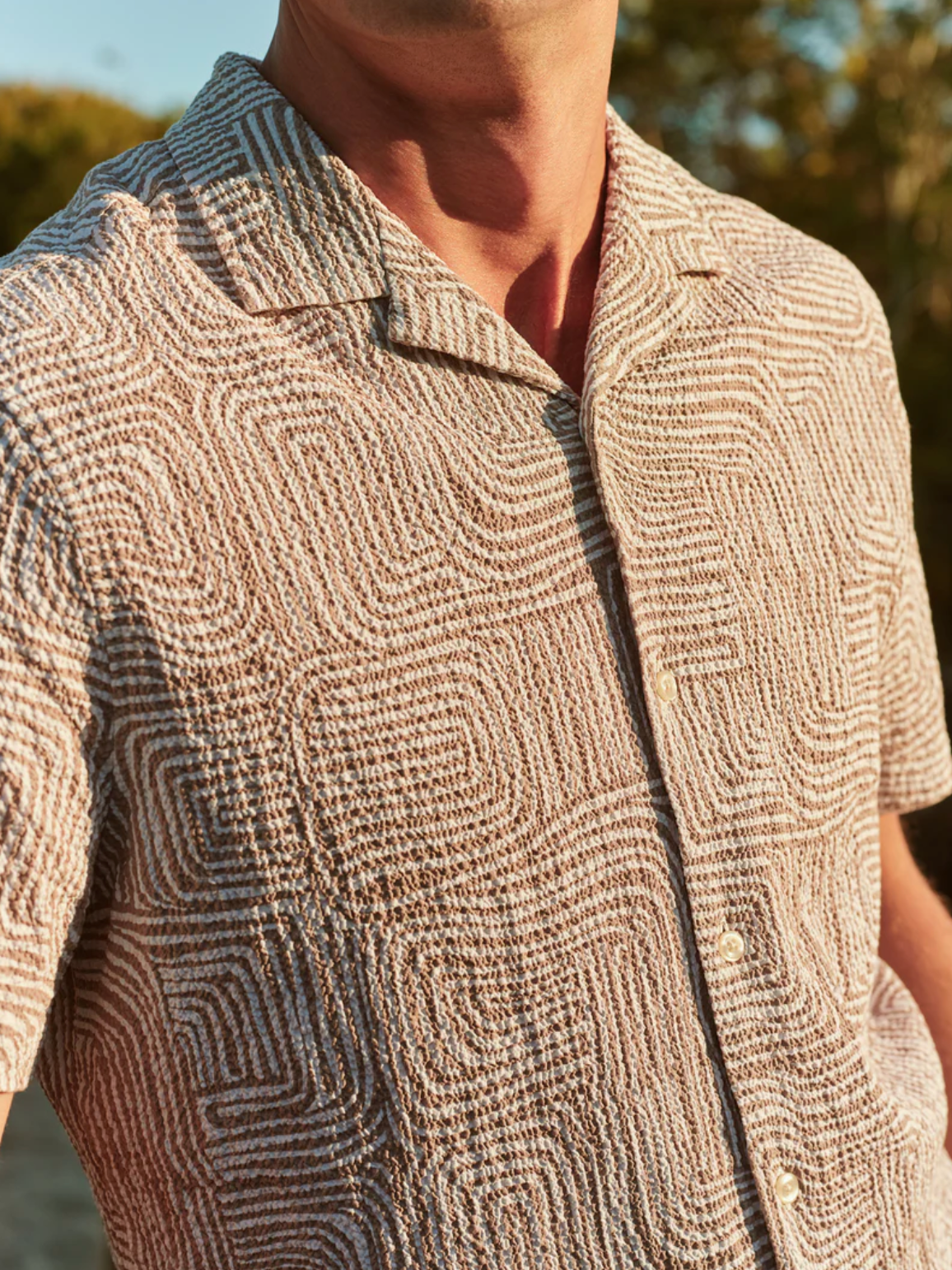 Castaway Textured Camp Shirt - Wavy Sands