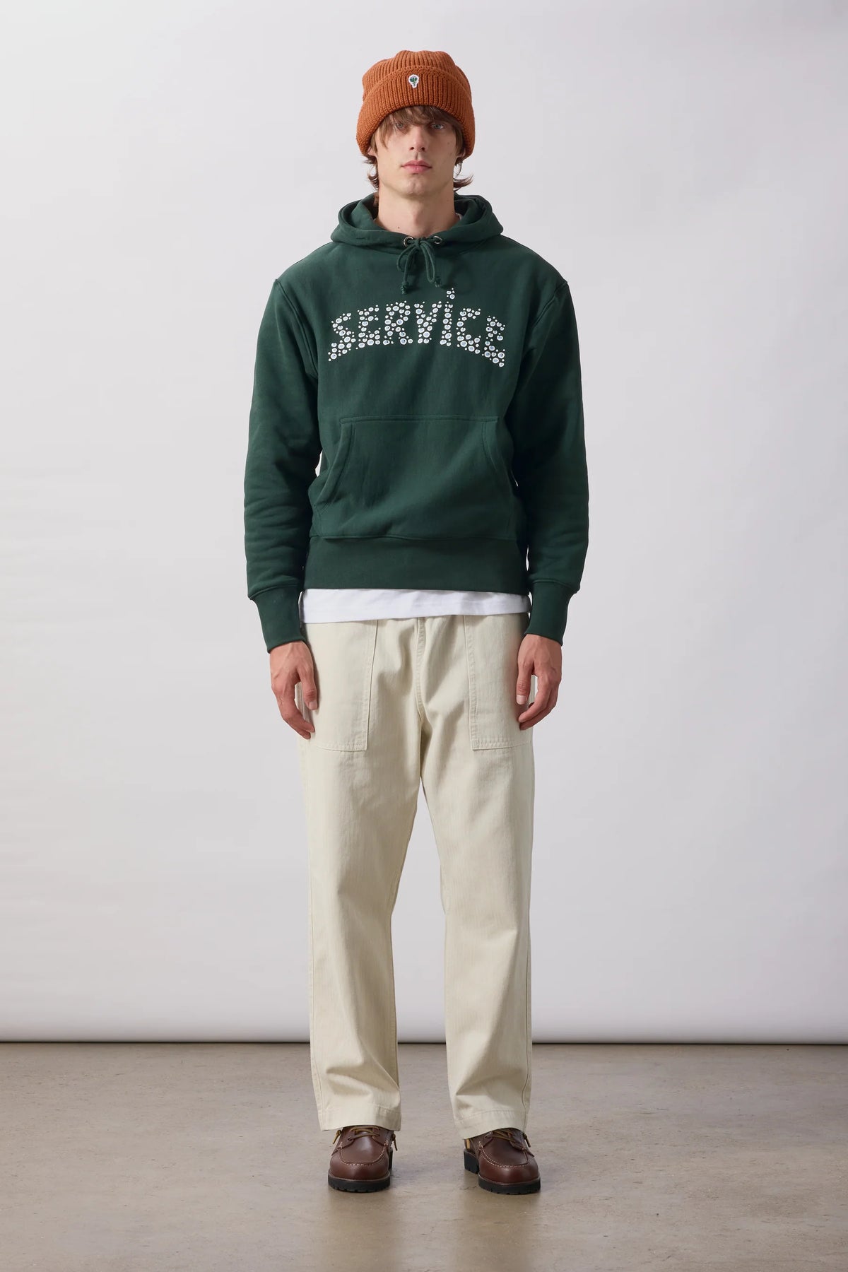 Pigment Herringbone Chef Pants - Bone