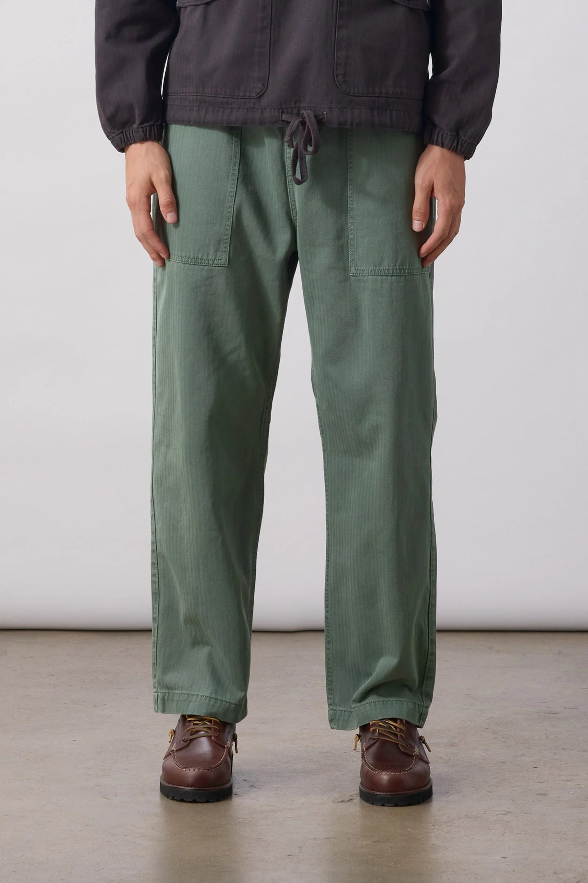 Pigment Herringbone Chef Pants - Olive
