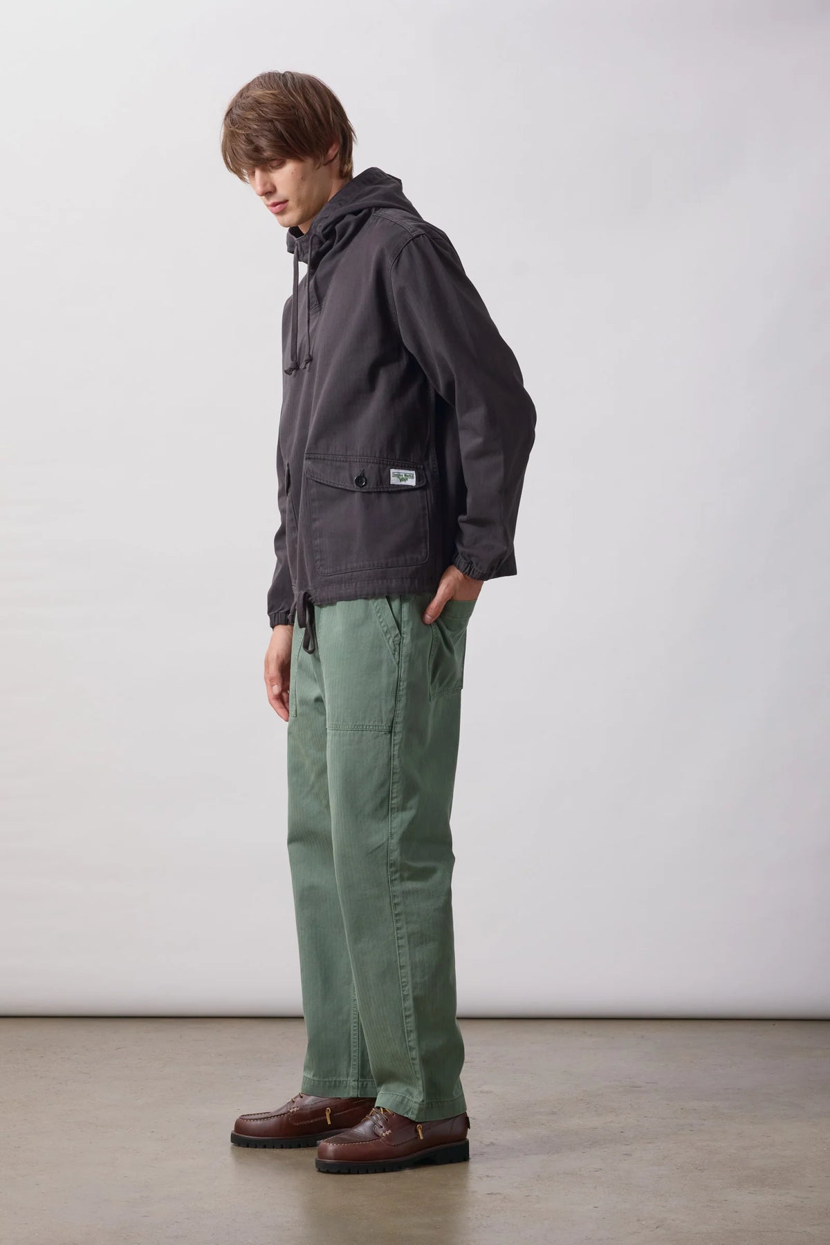 Pigment Herringbone Chef Pants - Olive