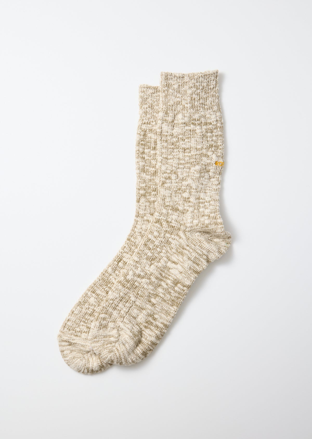 Organic Cotton Slub Crew Socks - Khaki
