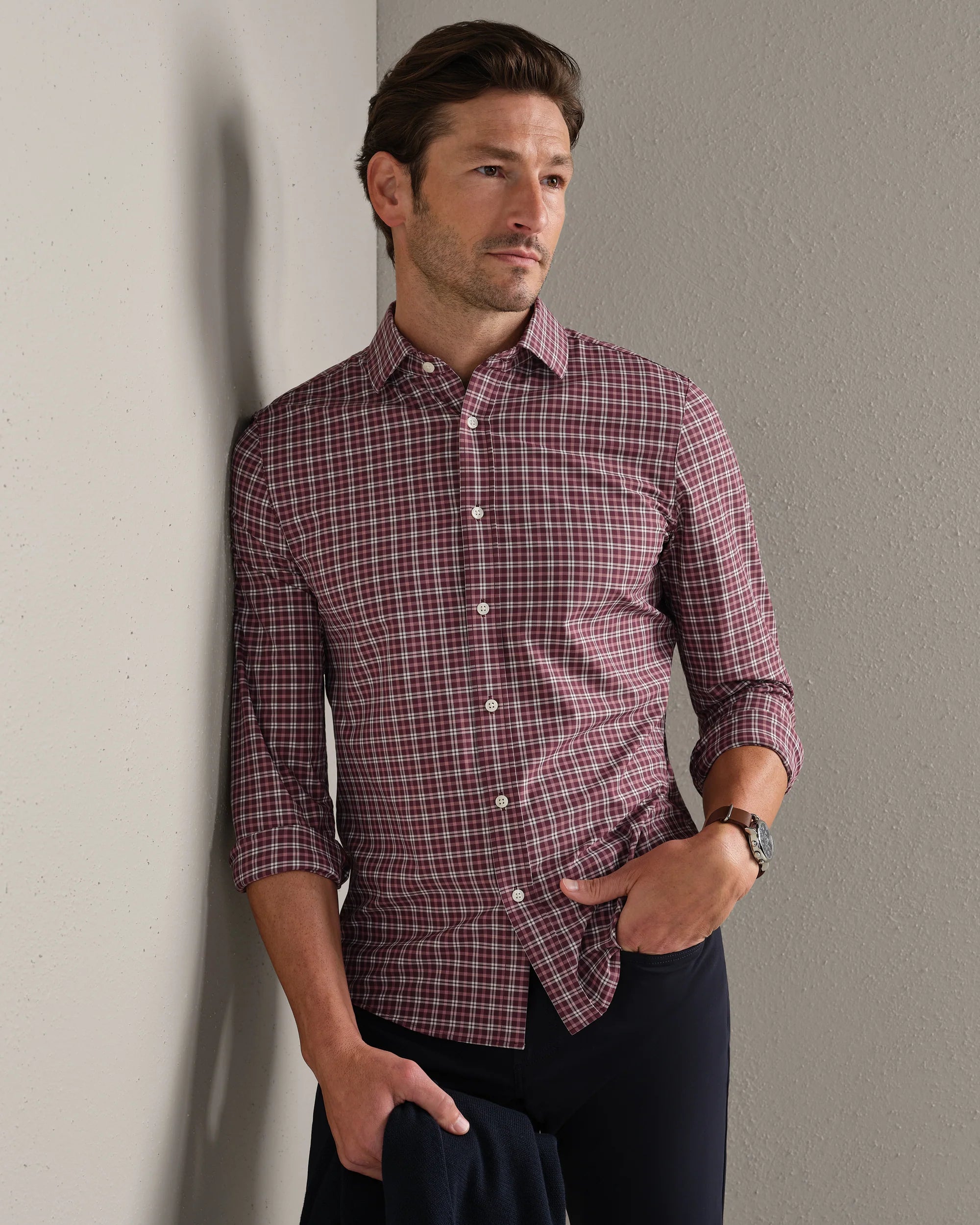 State of Mind Shirt - Slim - Bordeaux Red Plaid