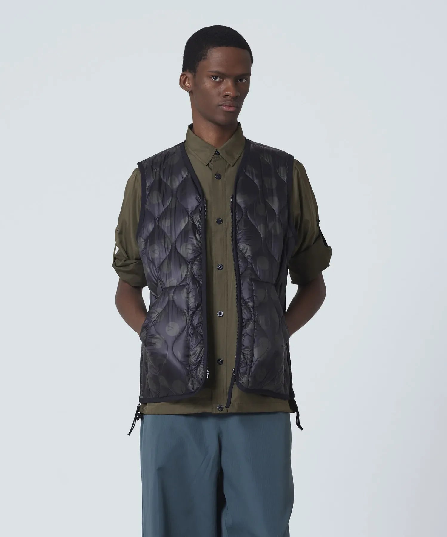 Unisex Military V-Neck W-Zip Down Vest (Soft Shell)