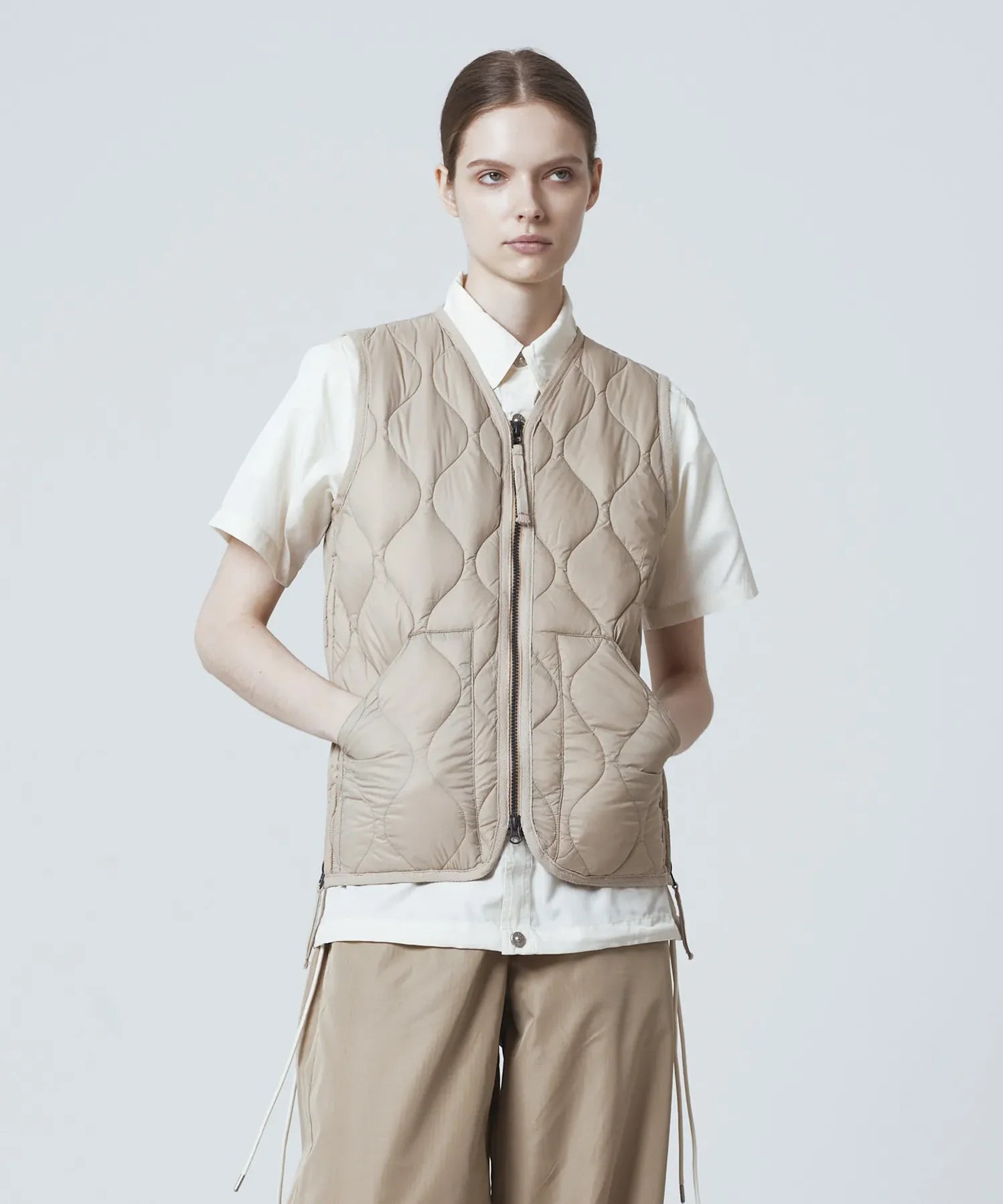 Unisex Military V-Neck W-Zip Down Vest (Soft Shell)