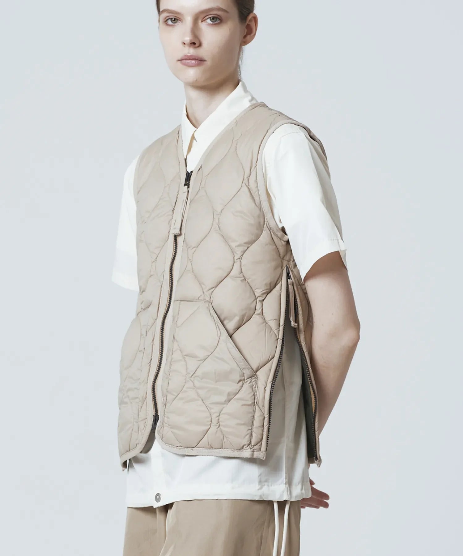 Unisex Military V-Neck W-Zip Down Vest (Soft Shell)