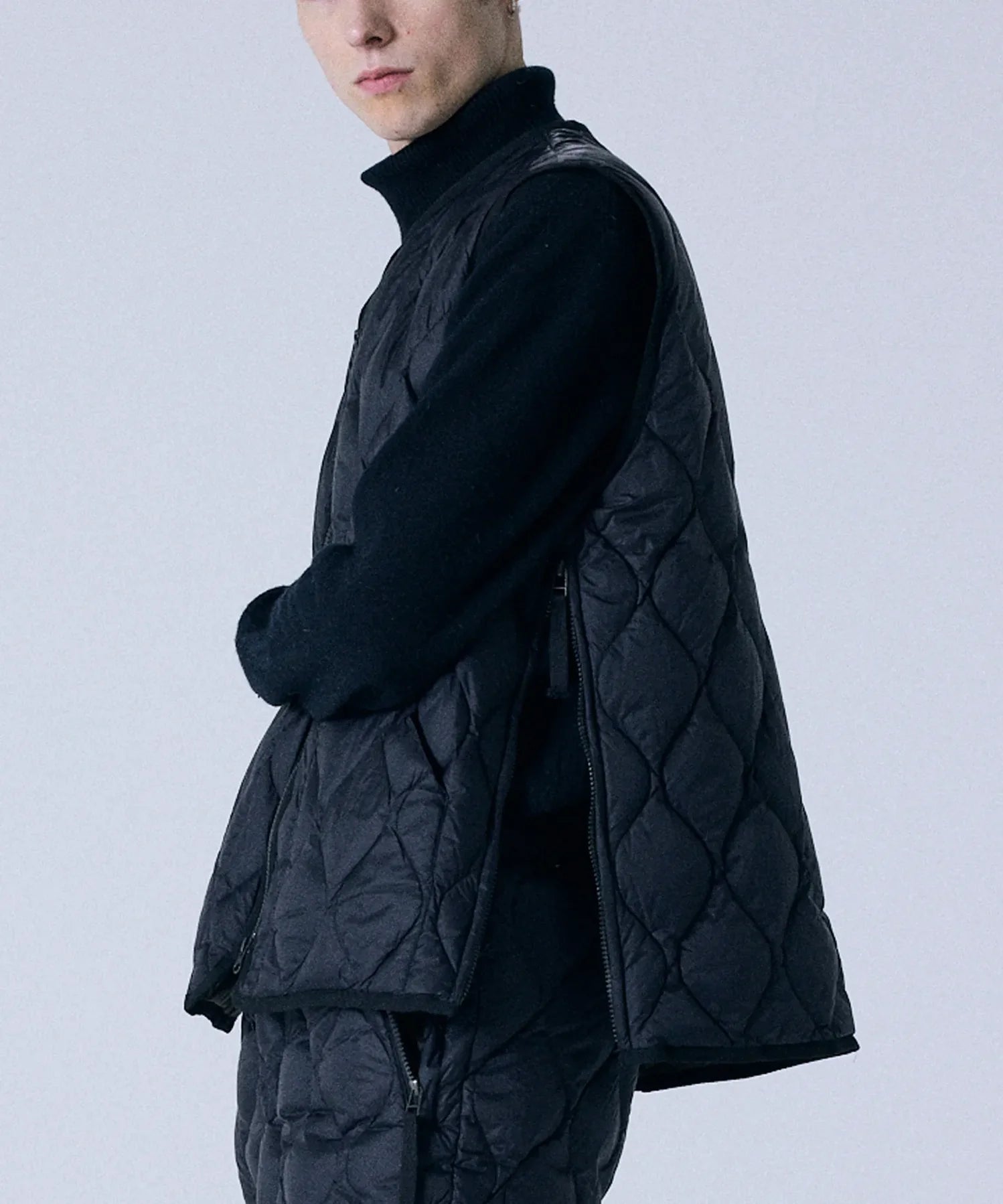 Unisex Military V-Neck W-Zip Down Vest (Soft Shell)