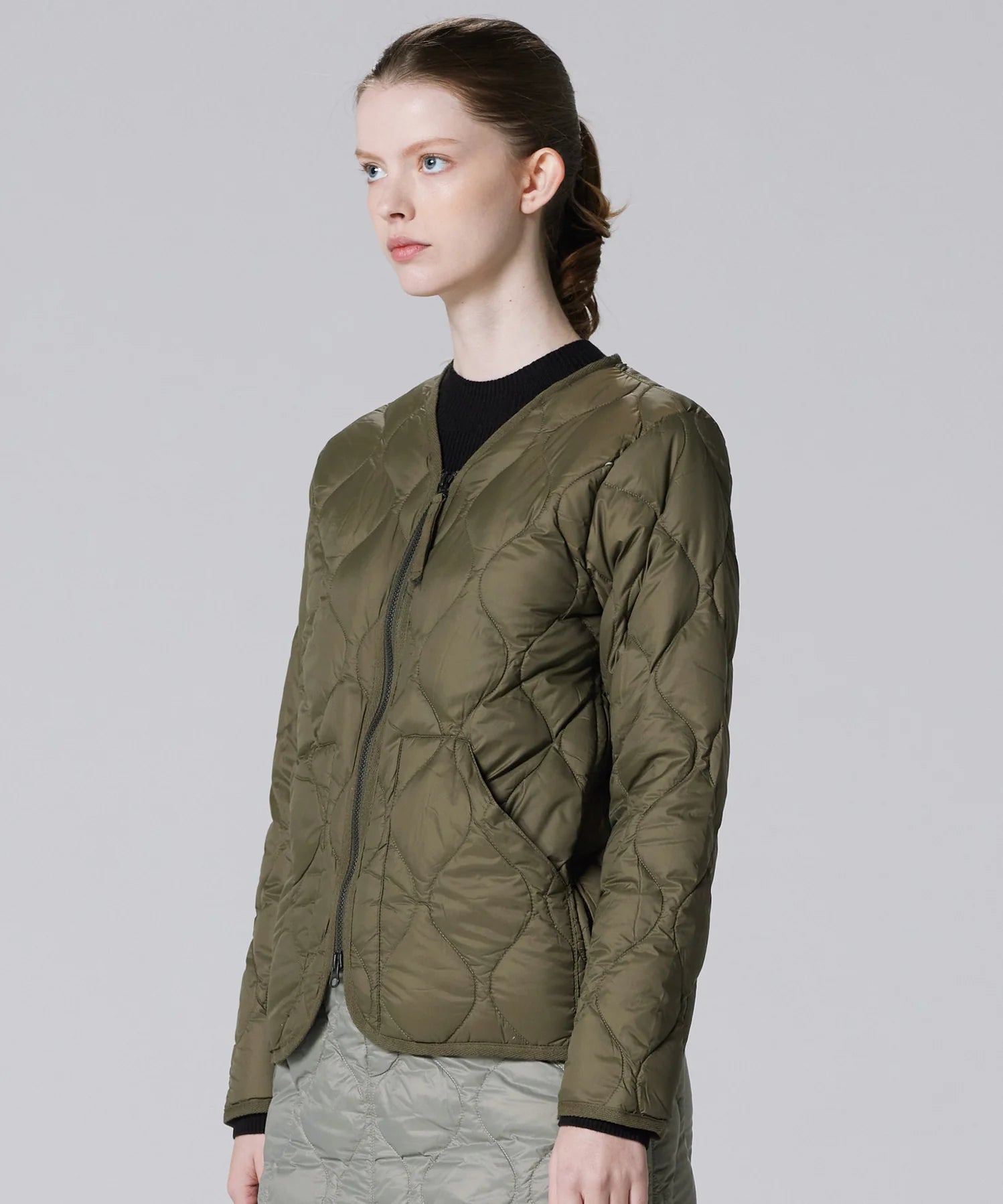 Unisex Military W-Zip V-Neck Down Jacket (Soft Shell)