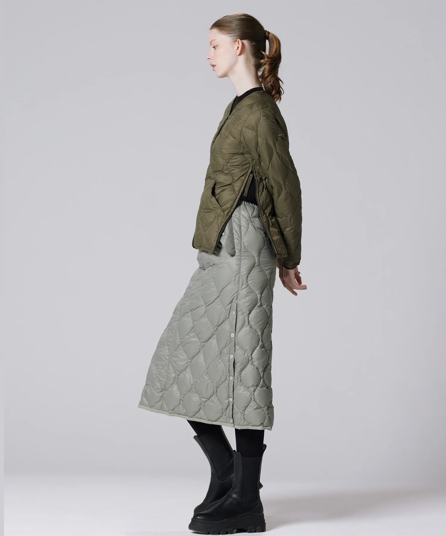 Unisex Military W-Zip V-Neck Down Jacket (Soft Shell)