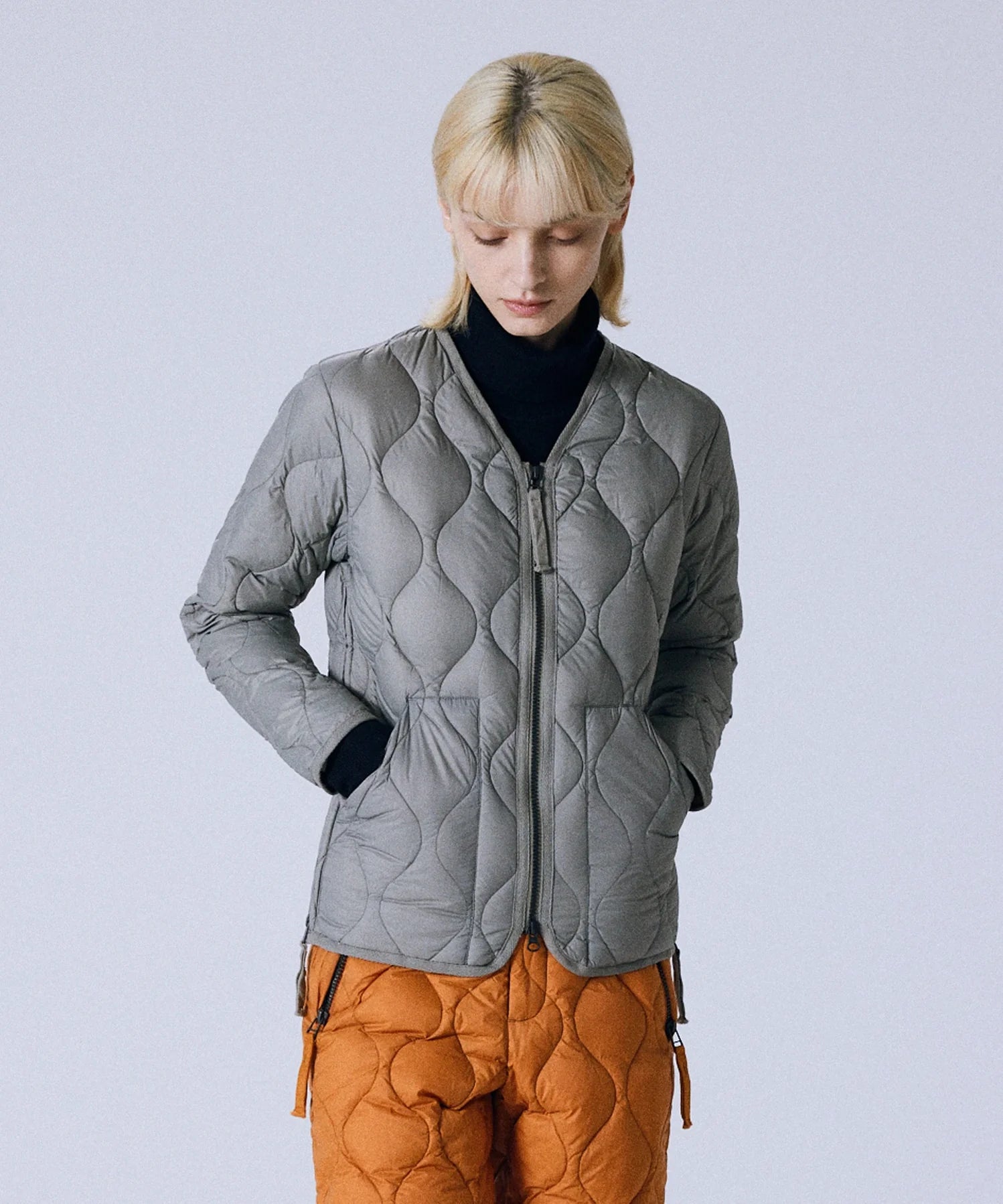 Unisex Military W-Zip V-Neck Down Jacket (Soft Shell)