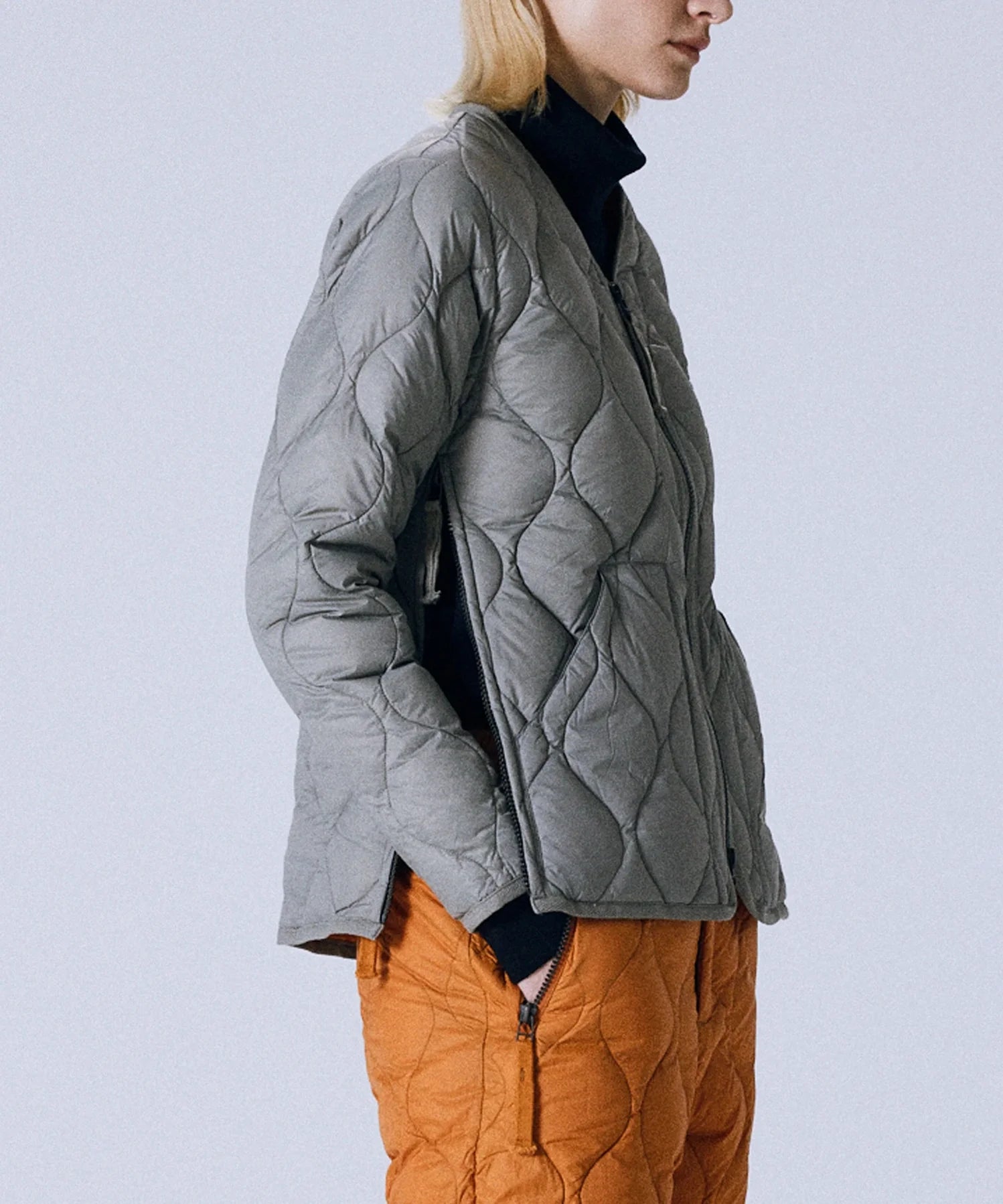 Unisex Military W-Zip V-Neck Down Jacket (Soft Shell)