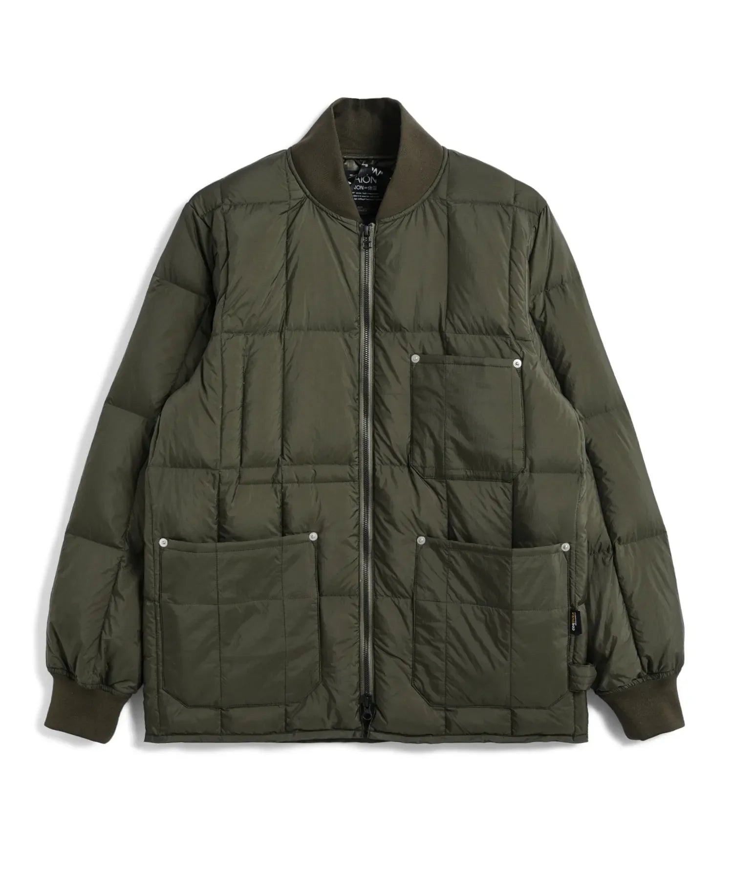 Work Rib Neck Double Zip Down Jacket