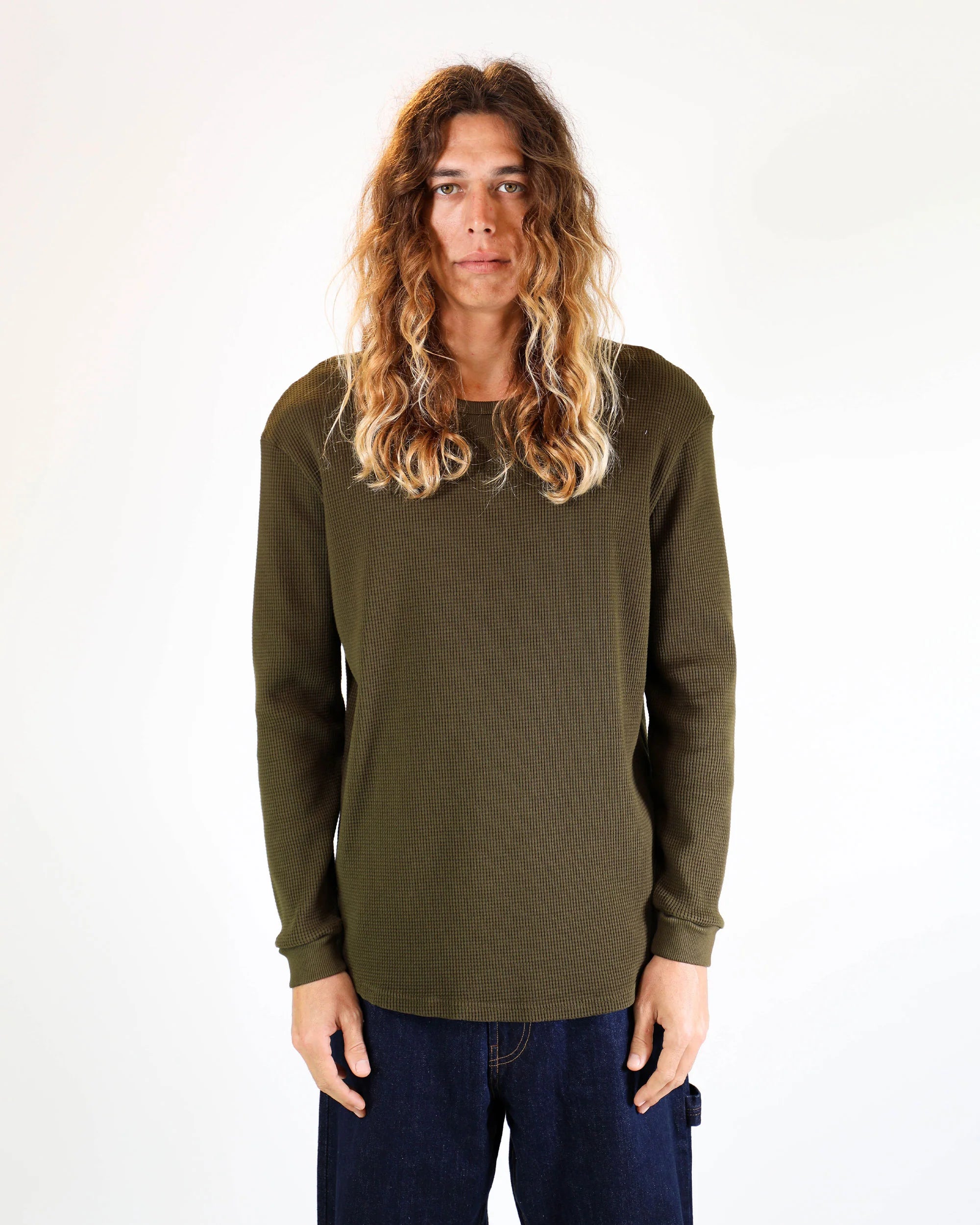 Waffle Knit Thermal - Dark Olive