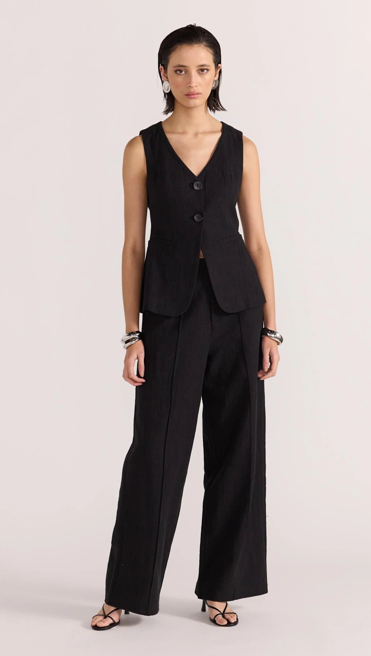 Athena Linen Pants - Black