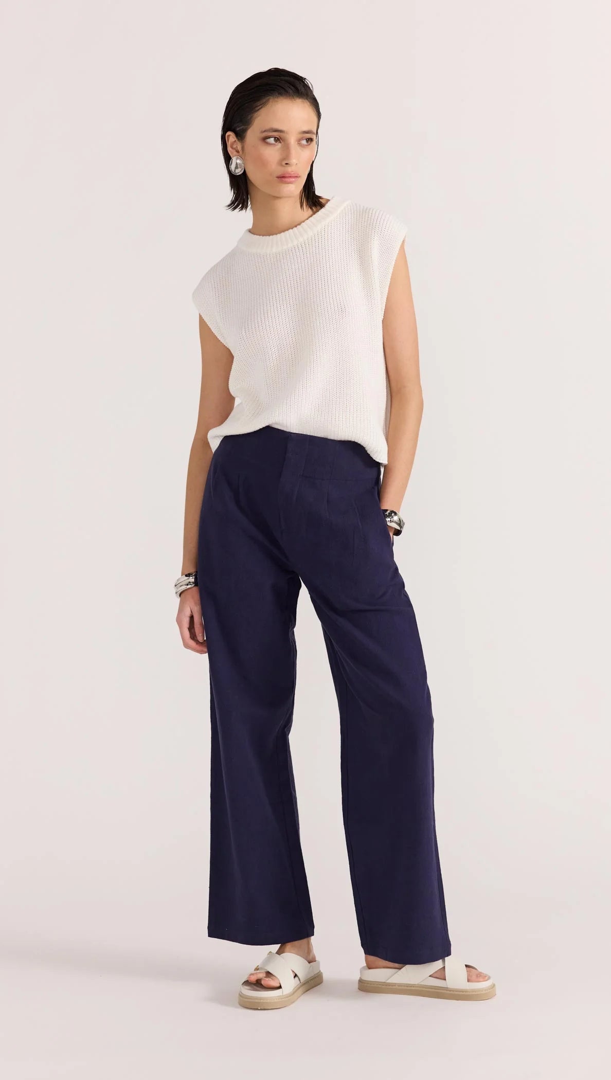 Mira Wide Leg Pants - Navy