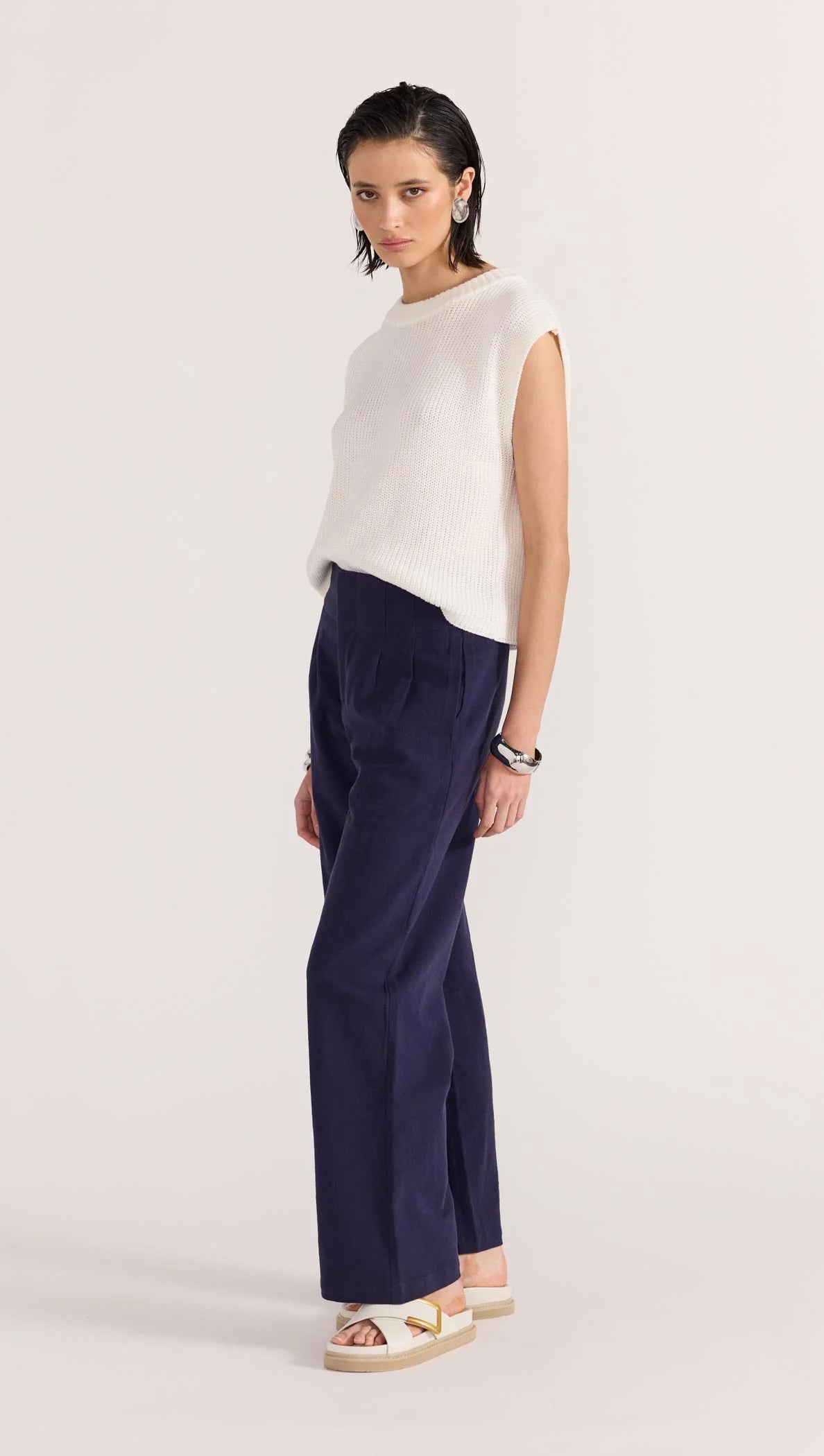 Mira Wide Leg Pants - Navy