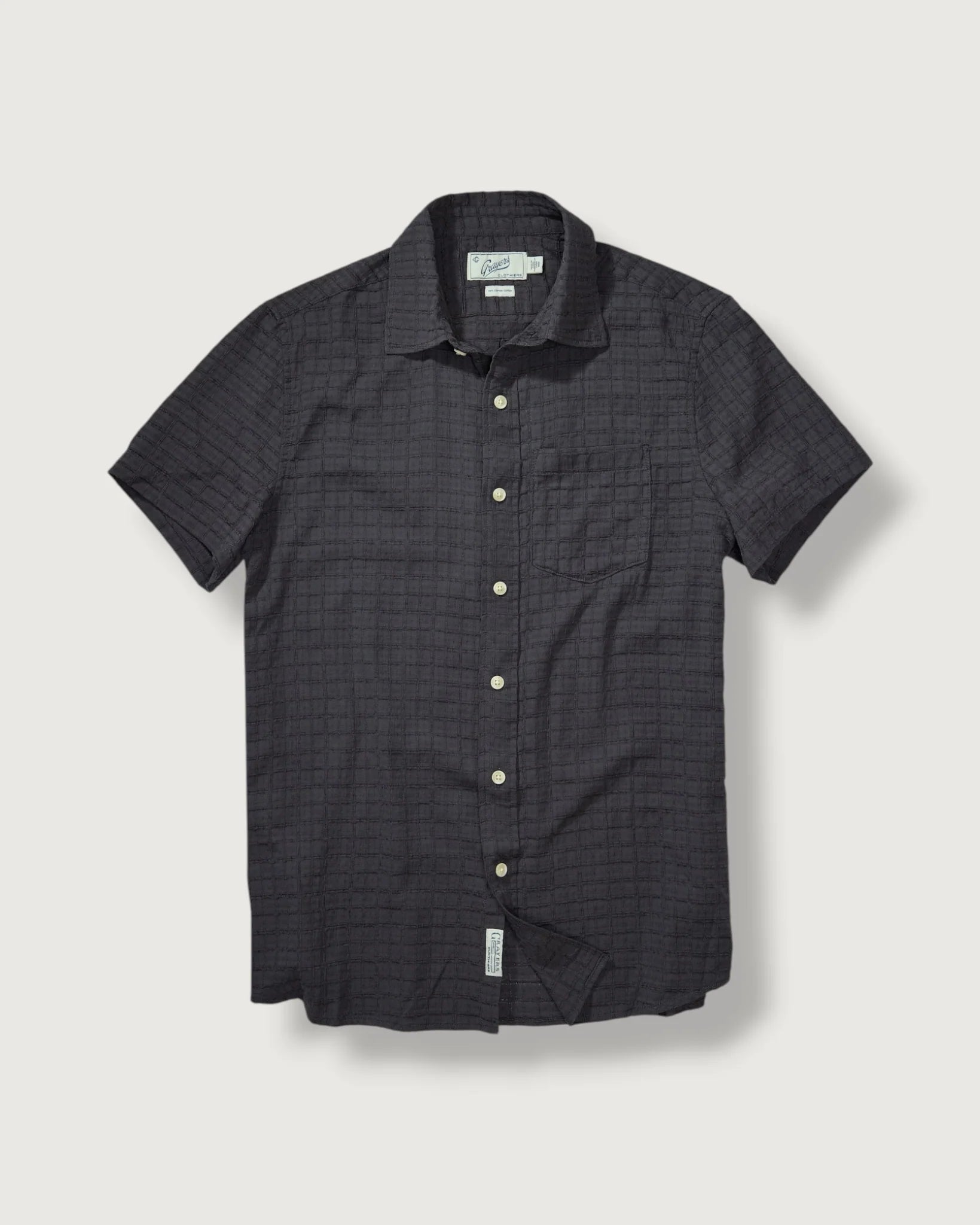 Bamboo Dobby Short Sleeve Shirt - Washed Black