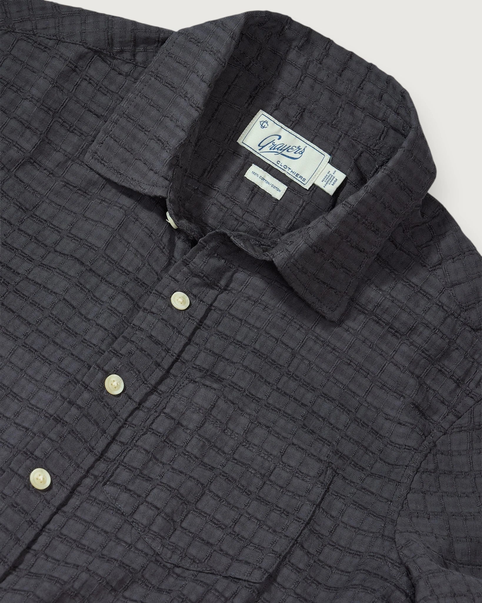 Bamboo Dobby Short Sleeve Shirt - Washed Black