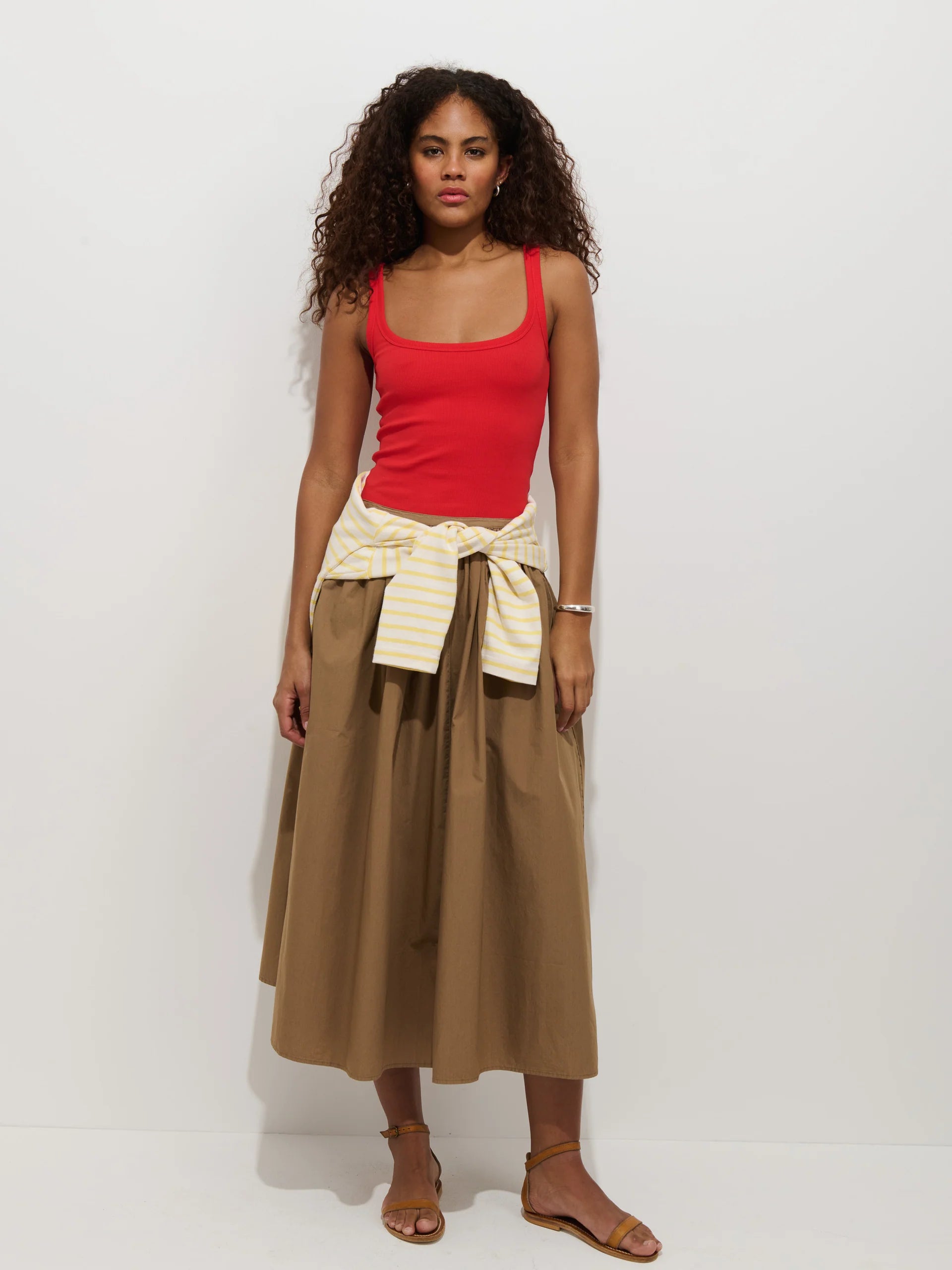 Sarah Skirt in Cotton - Field Khaki