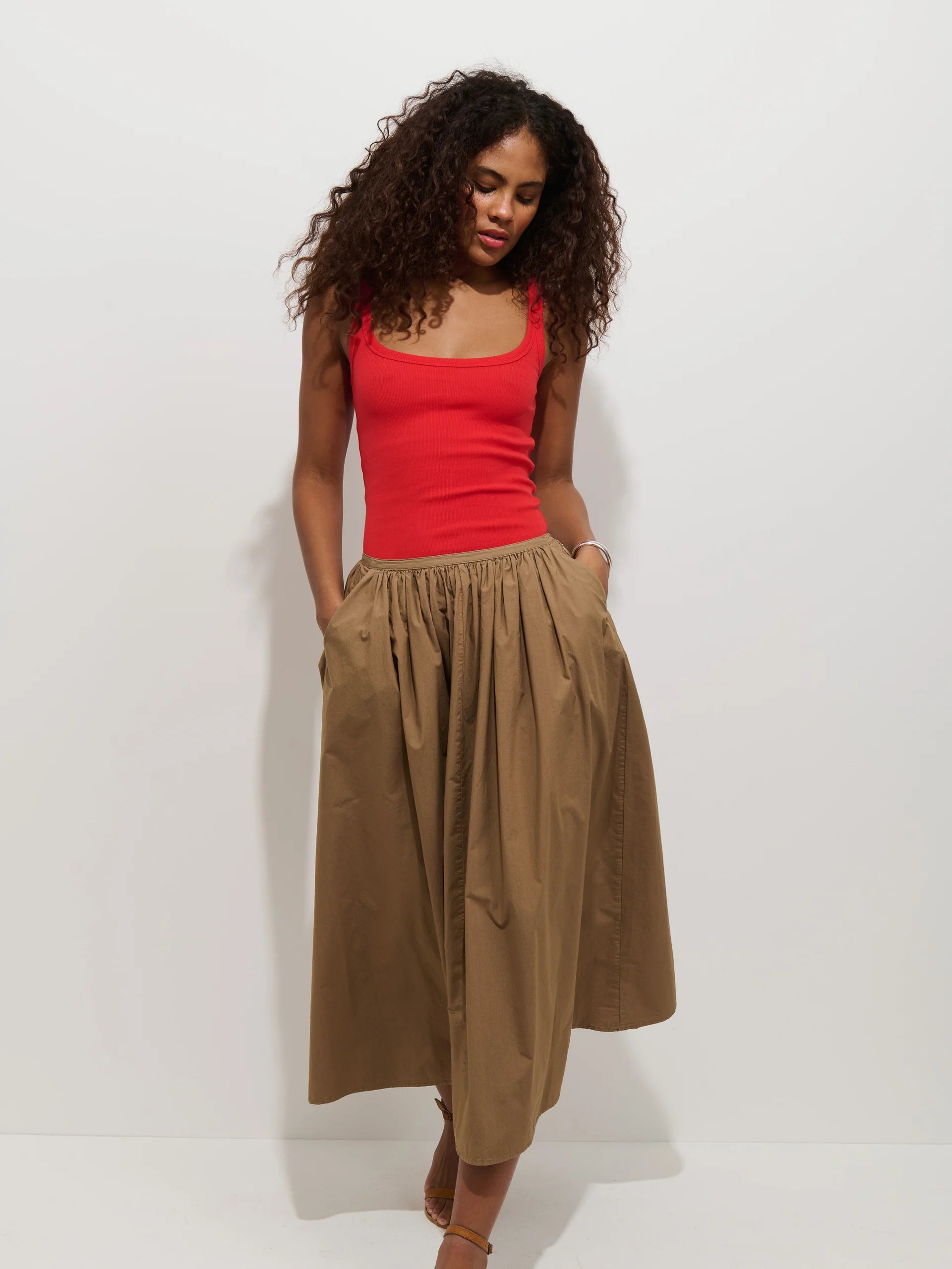 Sarah Skirt in Cotton - Field Khaki