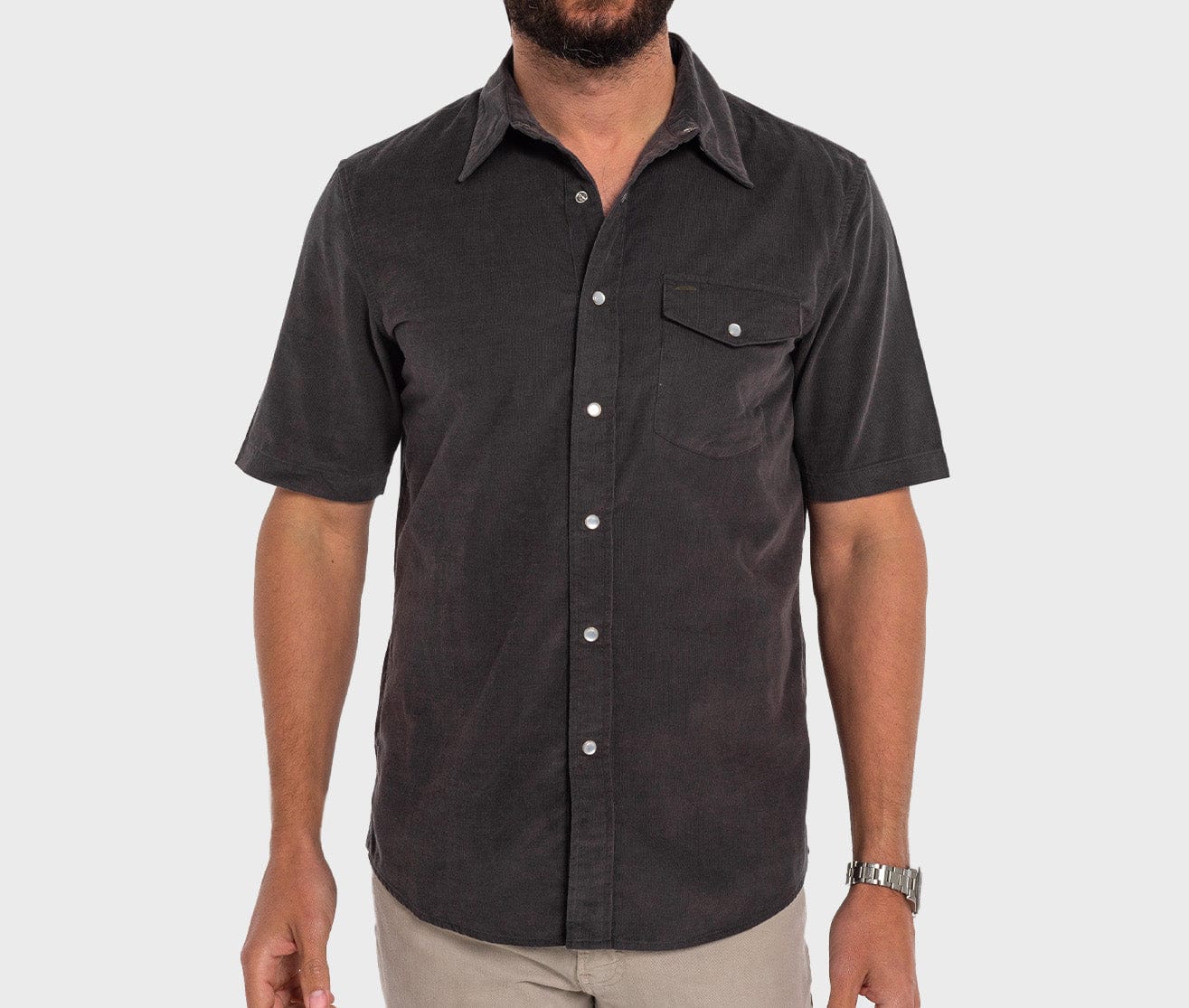 Short Sleeve Corduroy Pearl Snap - Iron Horse