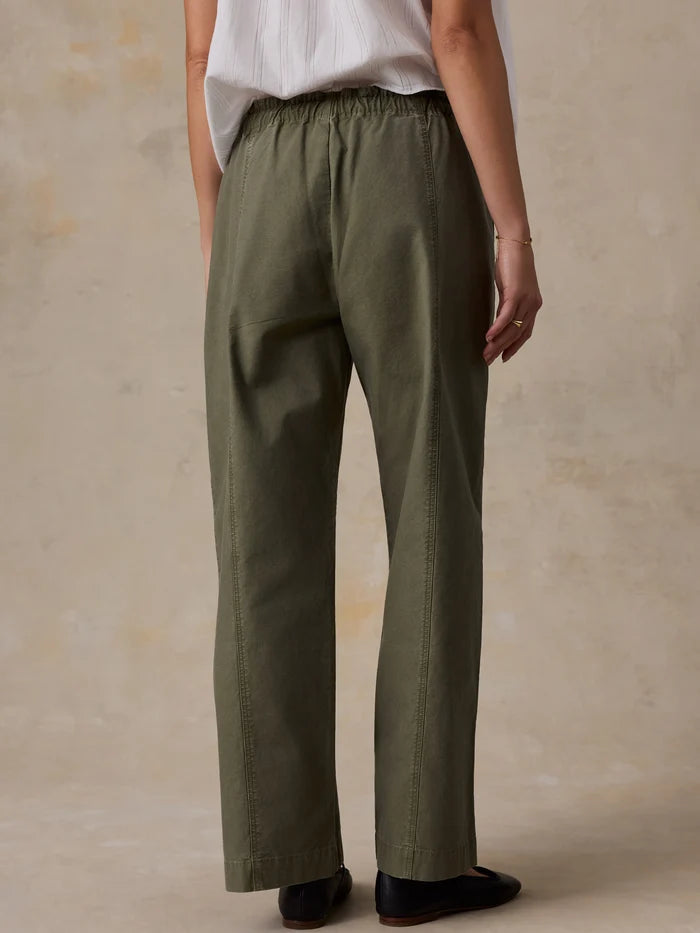 Cotton Twill Drawstring Pant - Olive