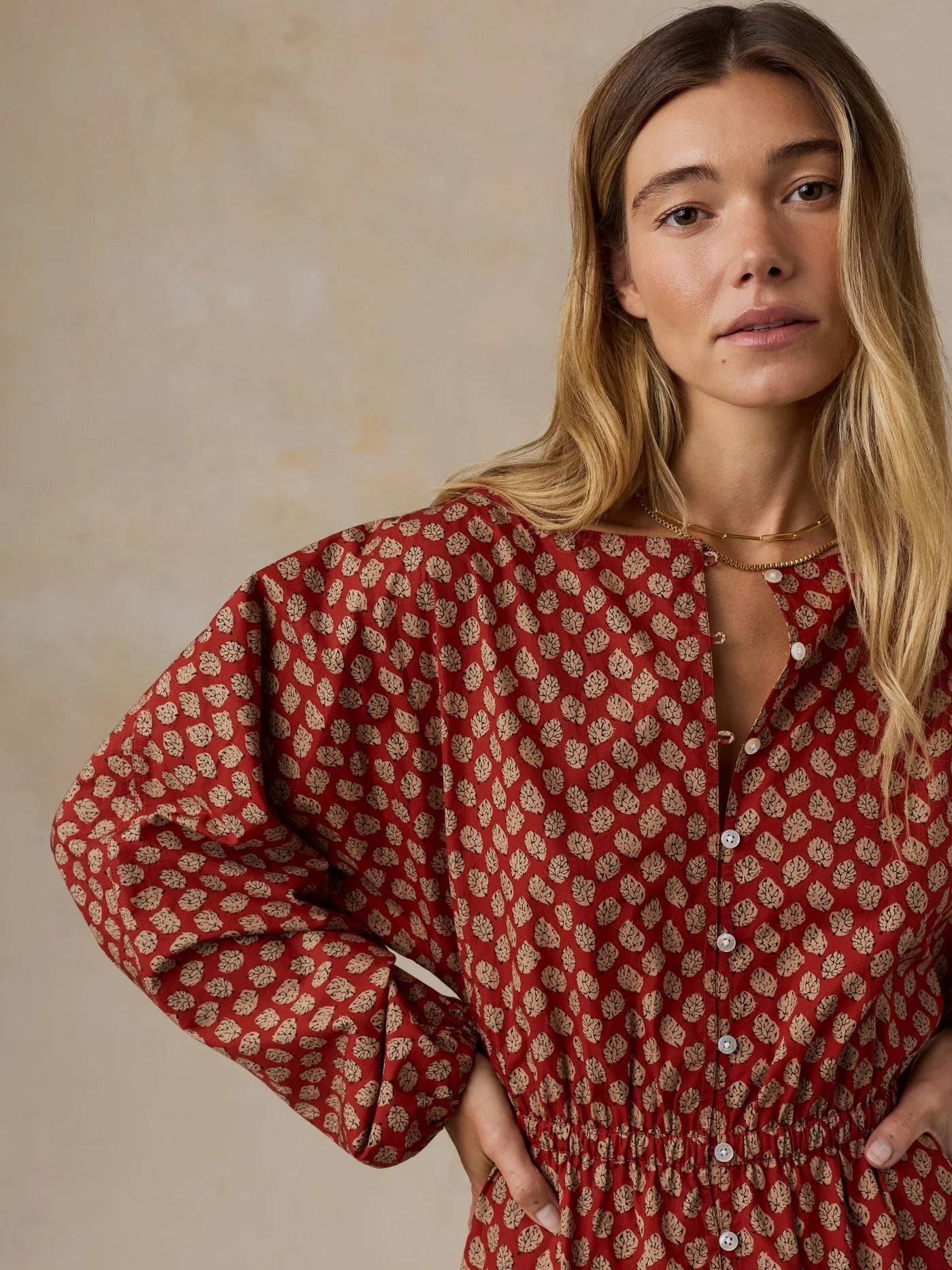 Coastal Poplin Suri Dress - Autumn Petals