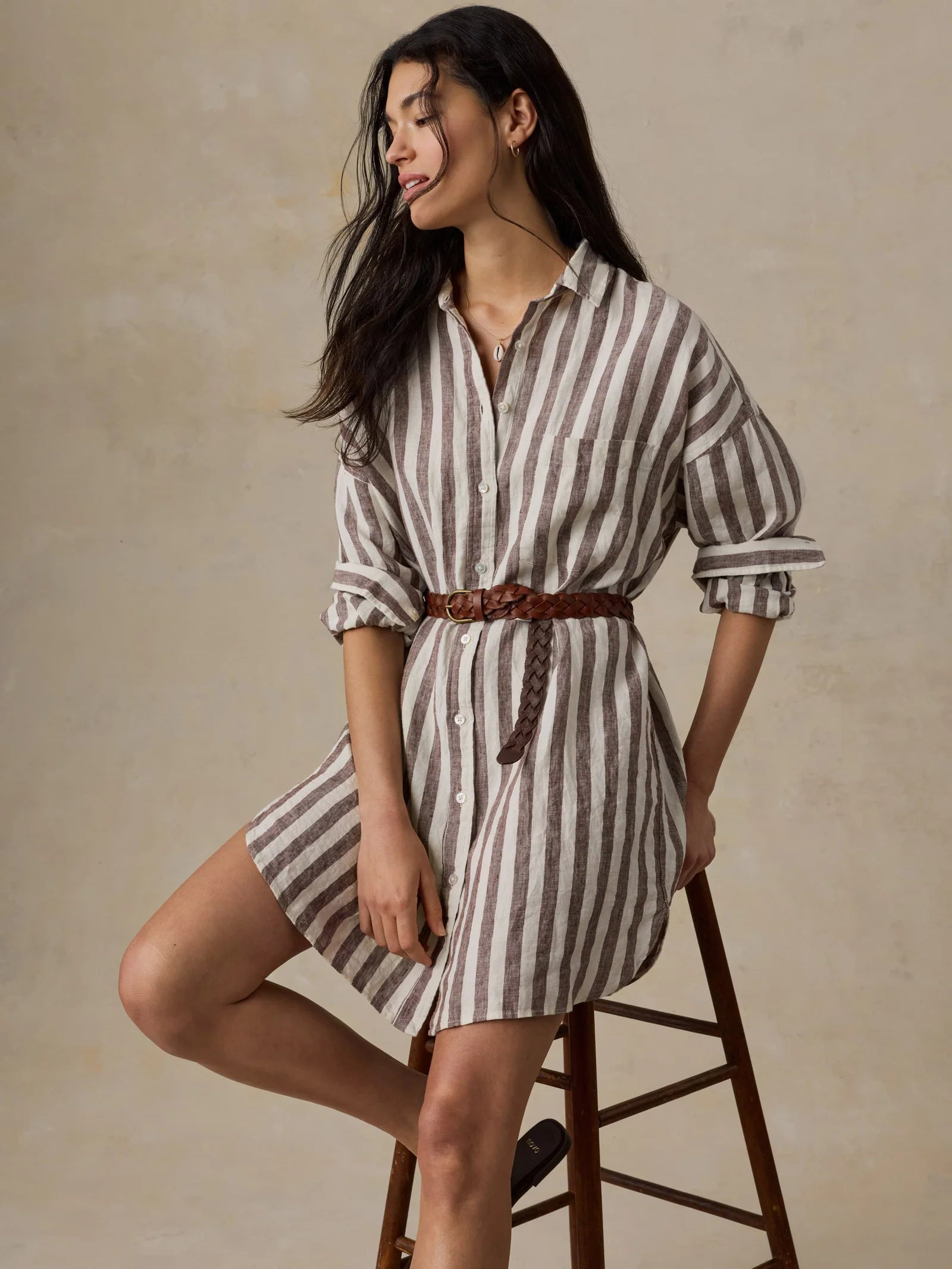 Laguna Linen Kova Shirtdress - Sandy Horizon Stripe