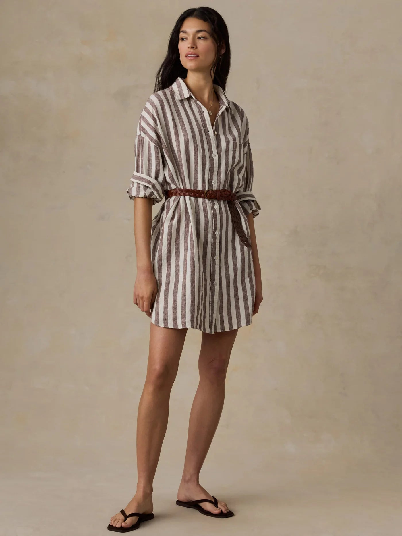 Laguna Linen Kova Shirtdress - Sandy Horizon Stripe