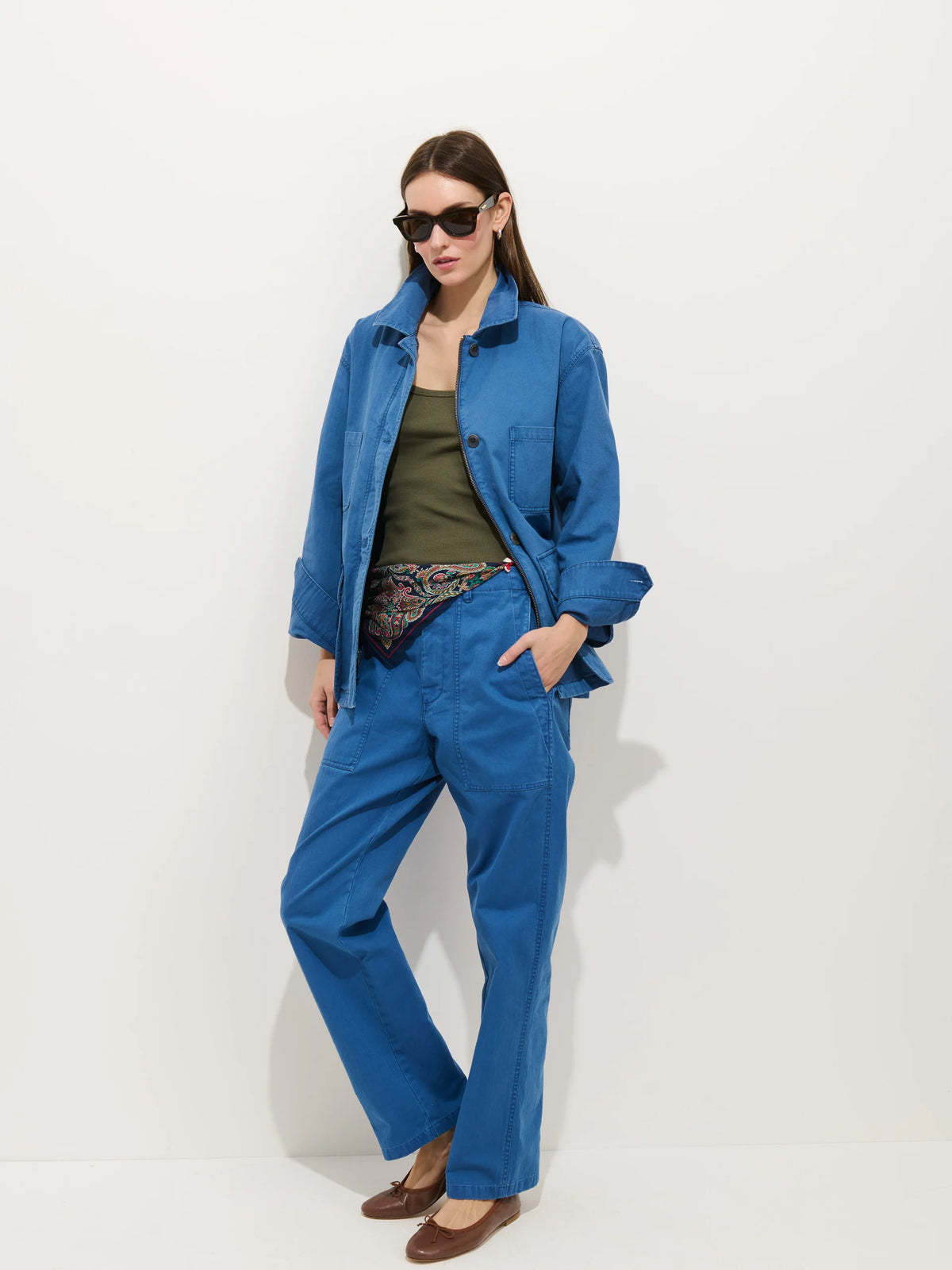 Neil Pant in Herringbone - Washed Cobalt