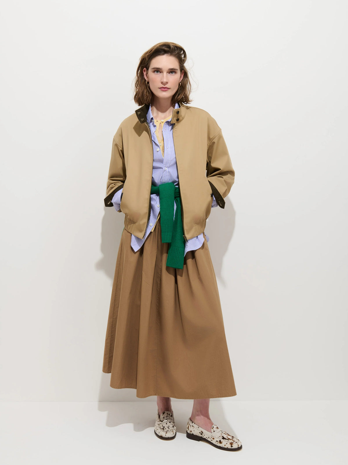Brighton Zip Jacket in Twill Gabardine - Khaki