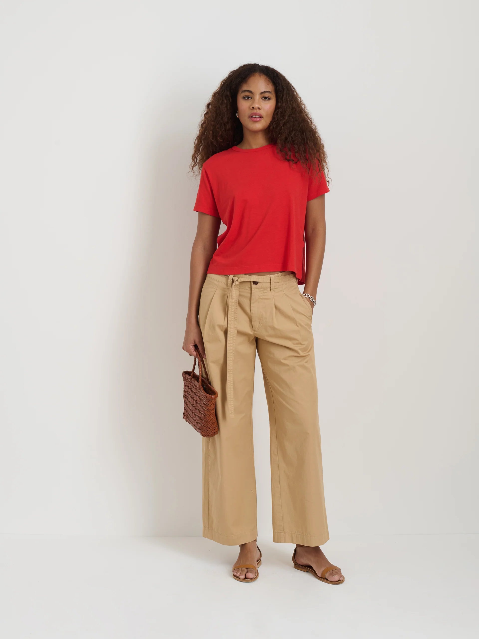 Garcon Tee in Linen Cotton - Tomato