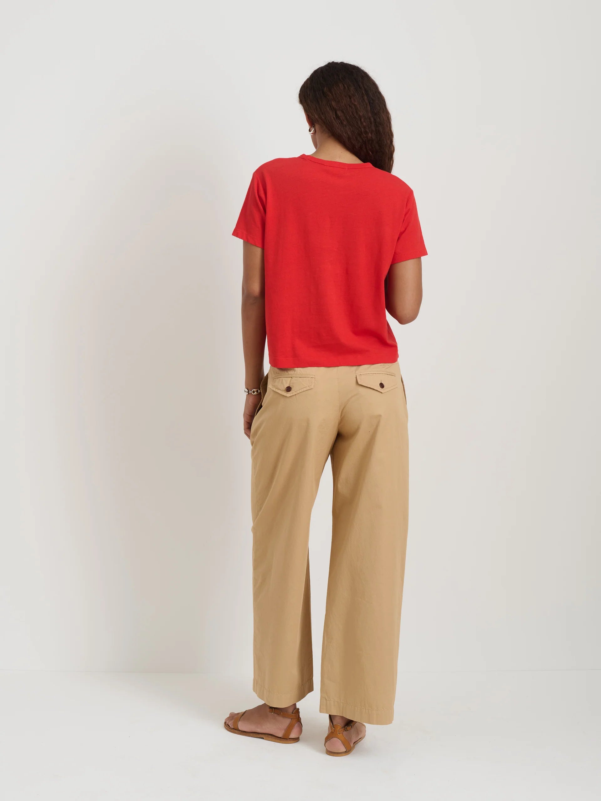 Garcon Tee in Linen Cotton - Tomato