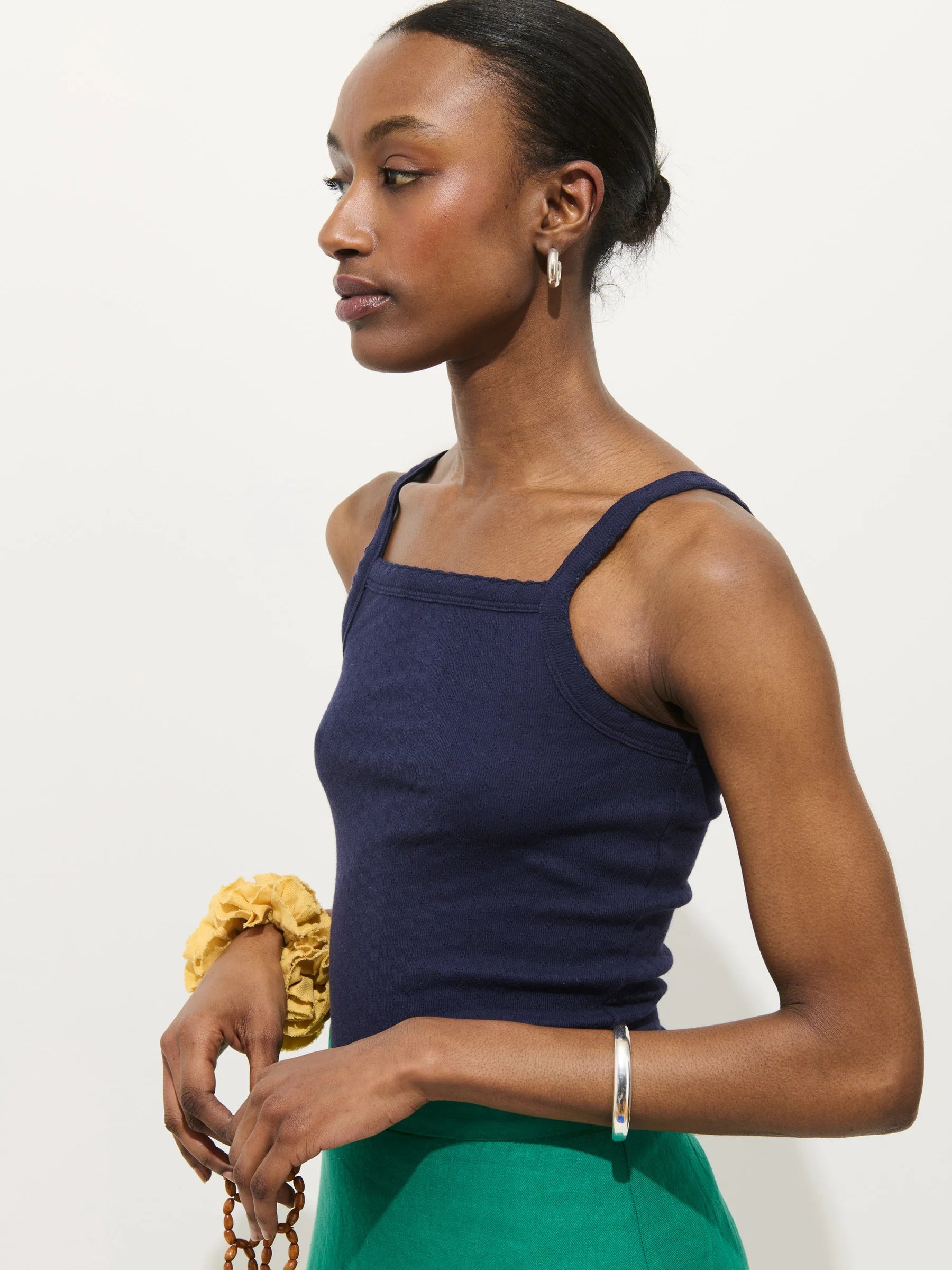 Lara Tank in Pointelle - Evening Blue