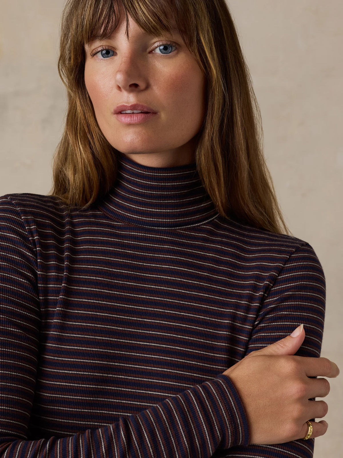 Featherweight Freestyle Turtleneck - Midnight Wine Stripe