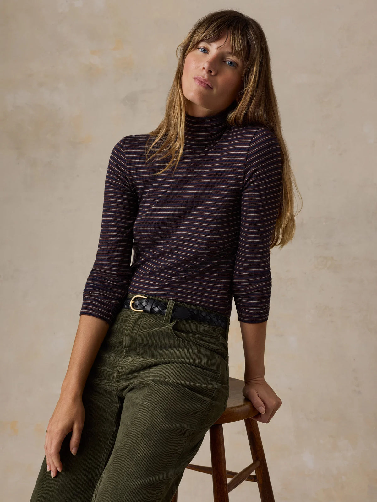 Featherweight Freestyle Turtleneck - Midnight Wine Stripe