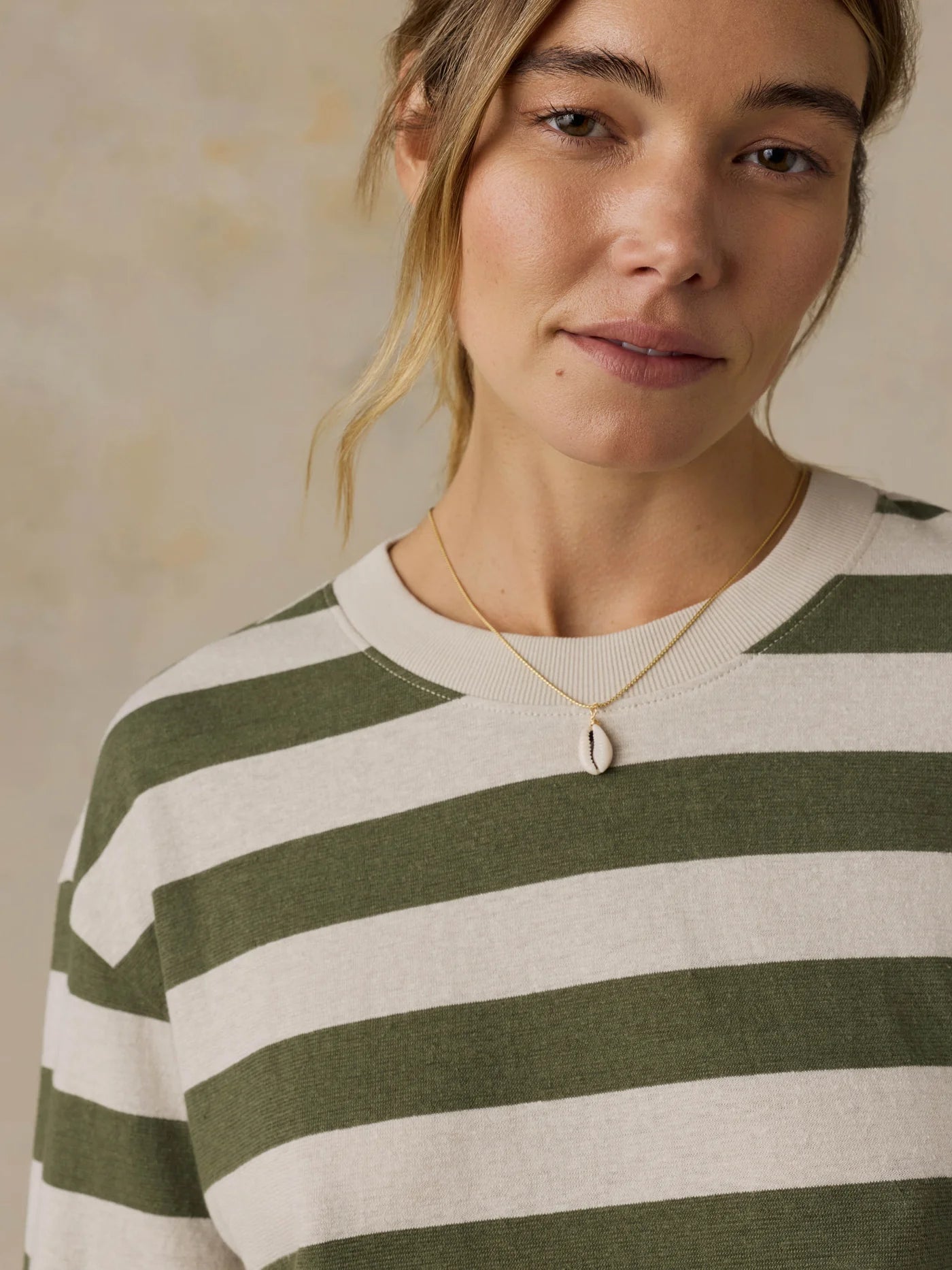 Hemp Blend Vintage Tee - Olive Stripe