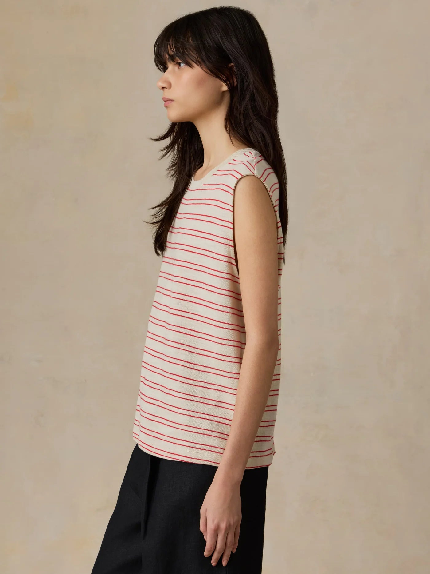 Sunwashed Slub Muscle Tank - Summer Sand Stripe