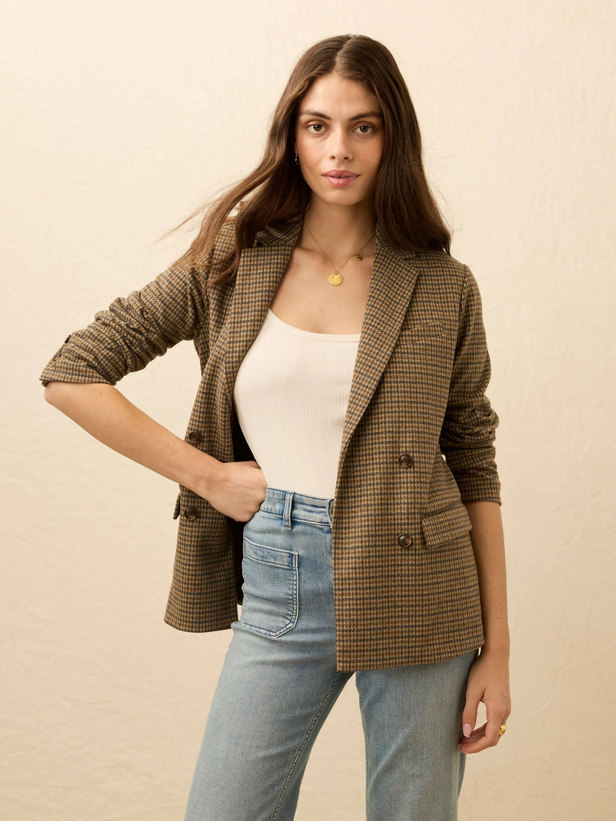 Inlet Knit Double Breasted Blazer - Rockhill Houndstooth