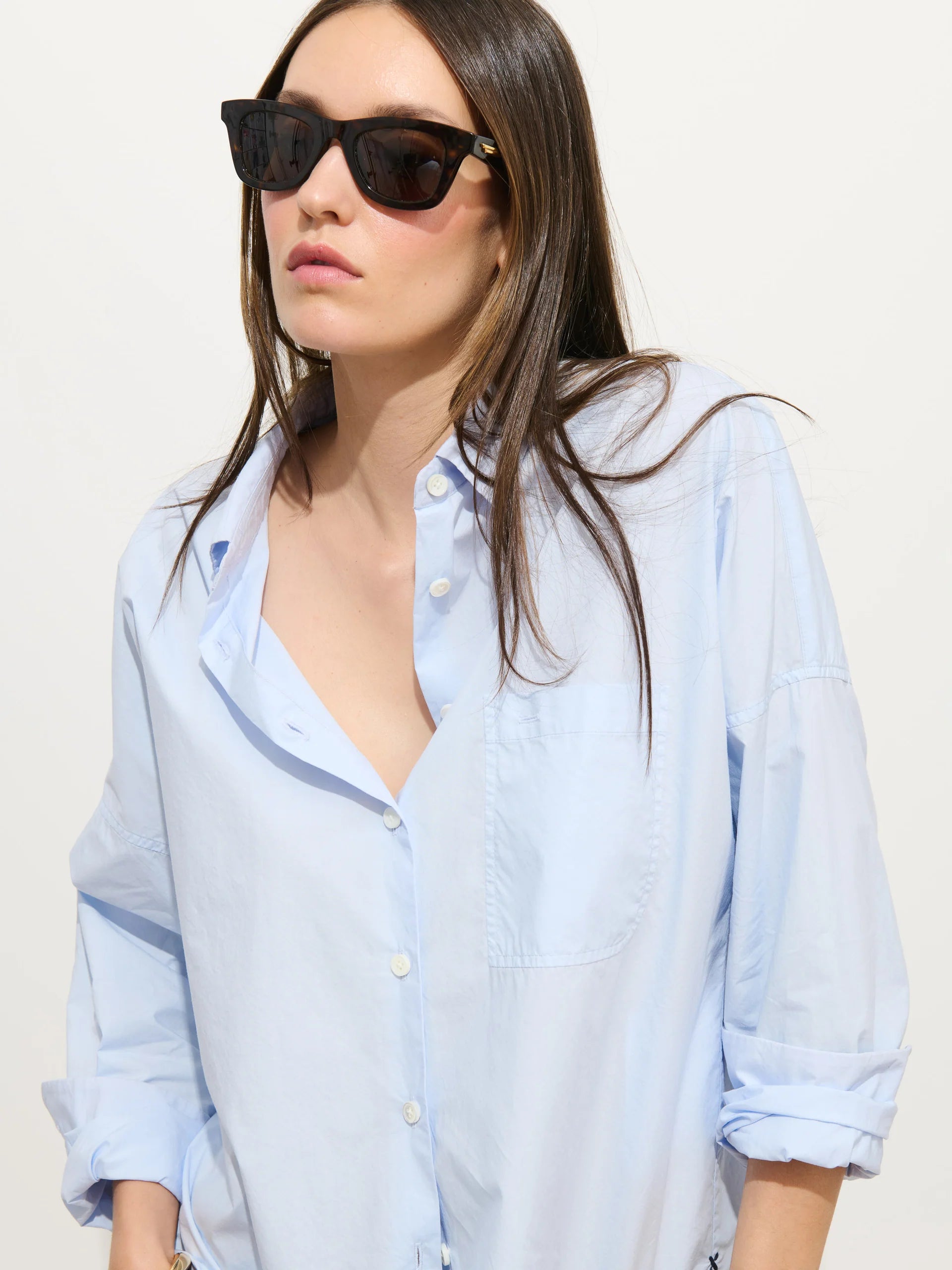 Jo Shirt in Cotton Poplin - Calm Blue