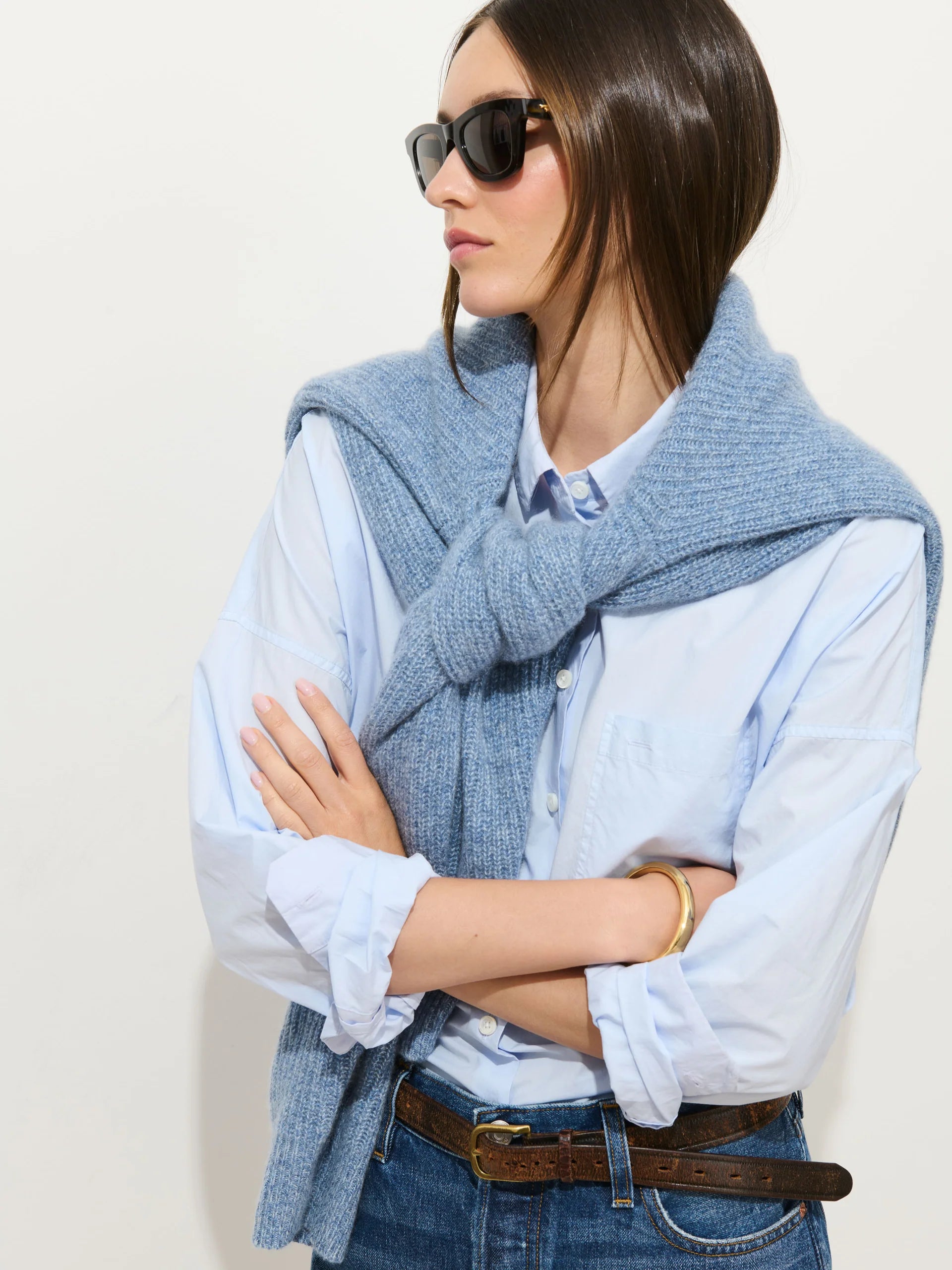Jo Shirt in Cotton Poplin - Calm Blue