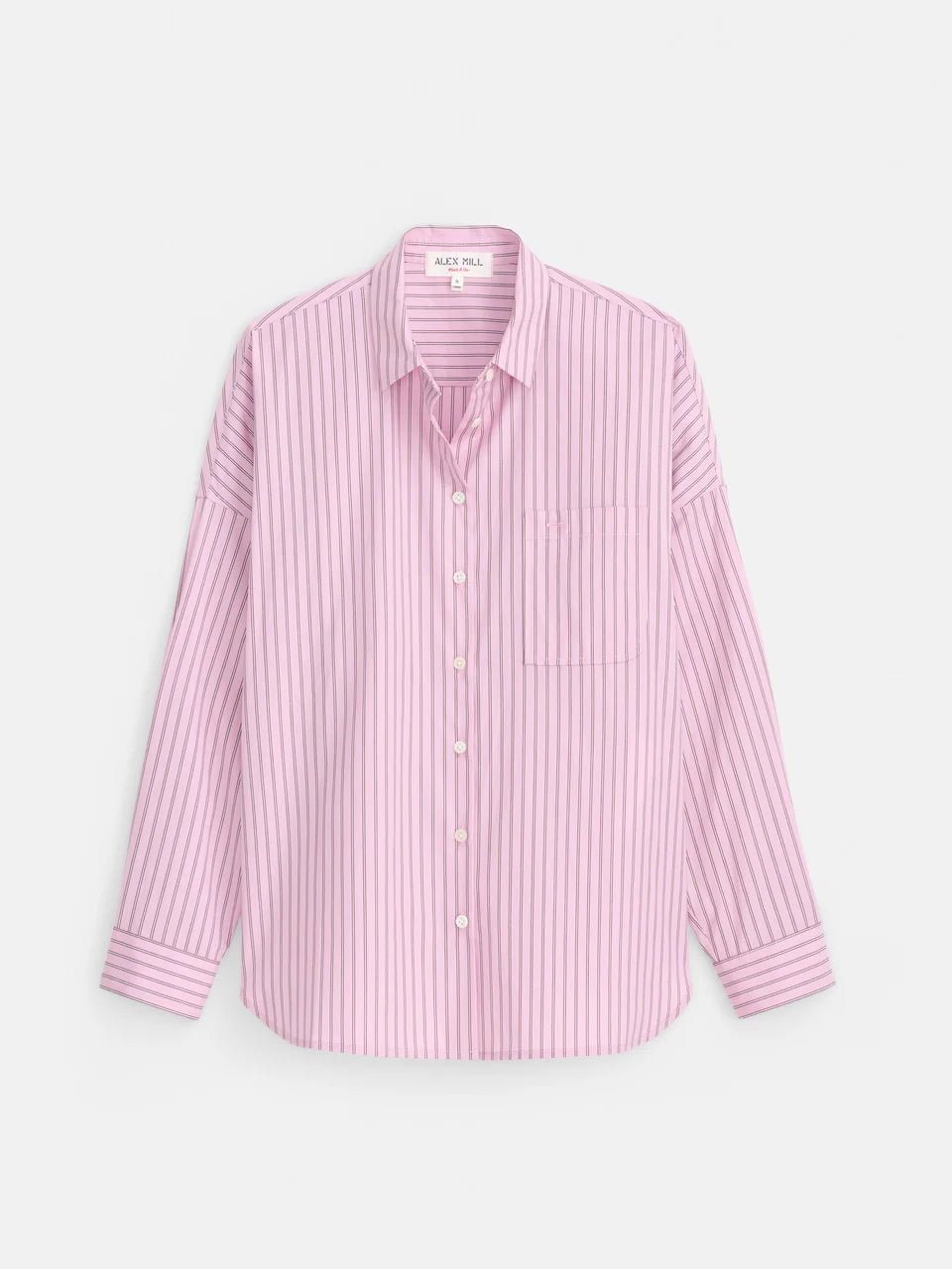 Jo Shirt in Stripe Cotton Poplin - Pink Stripe