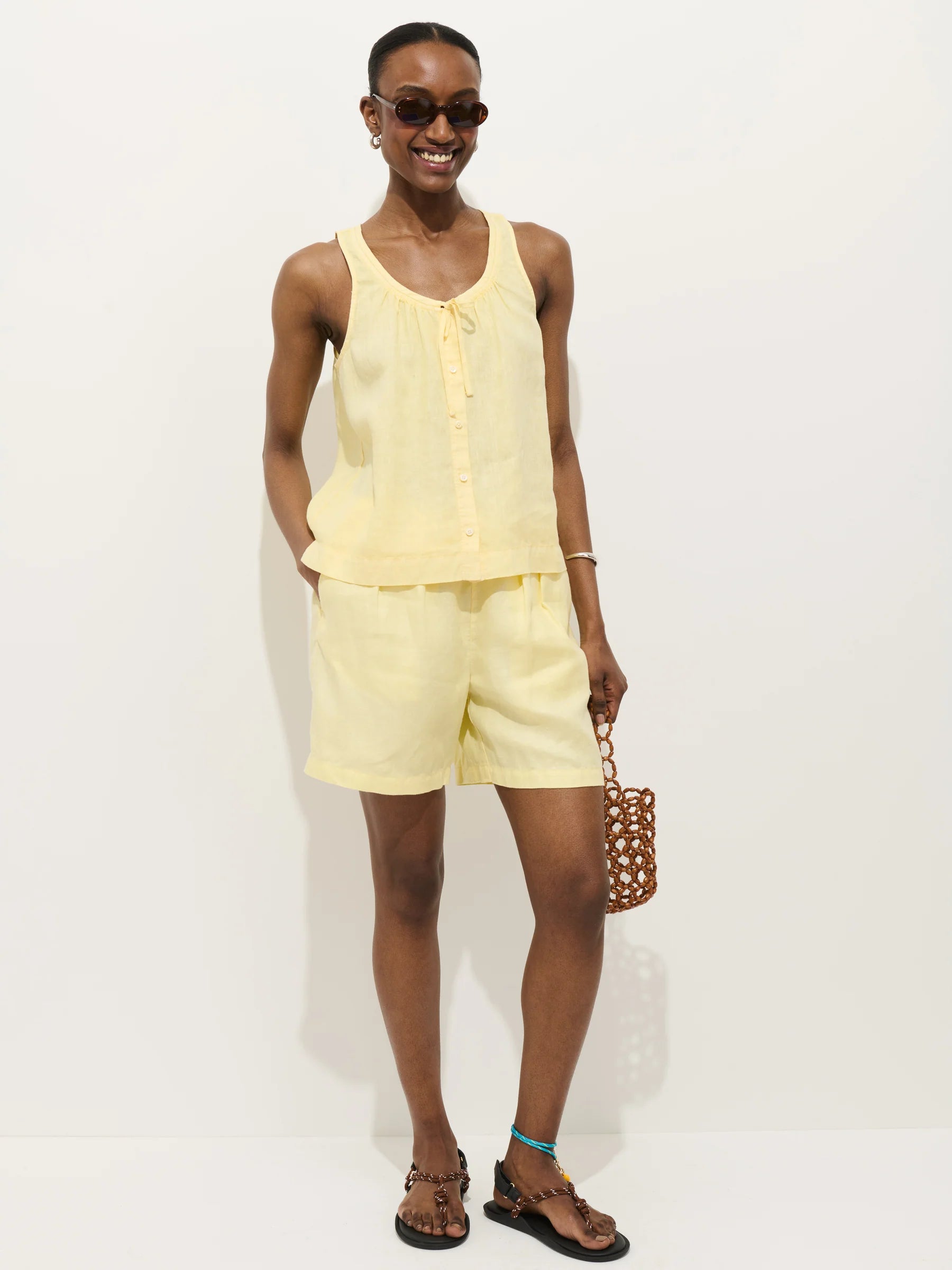 Hudson Short in Linen - Double Cream