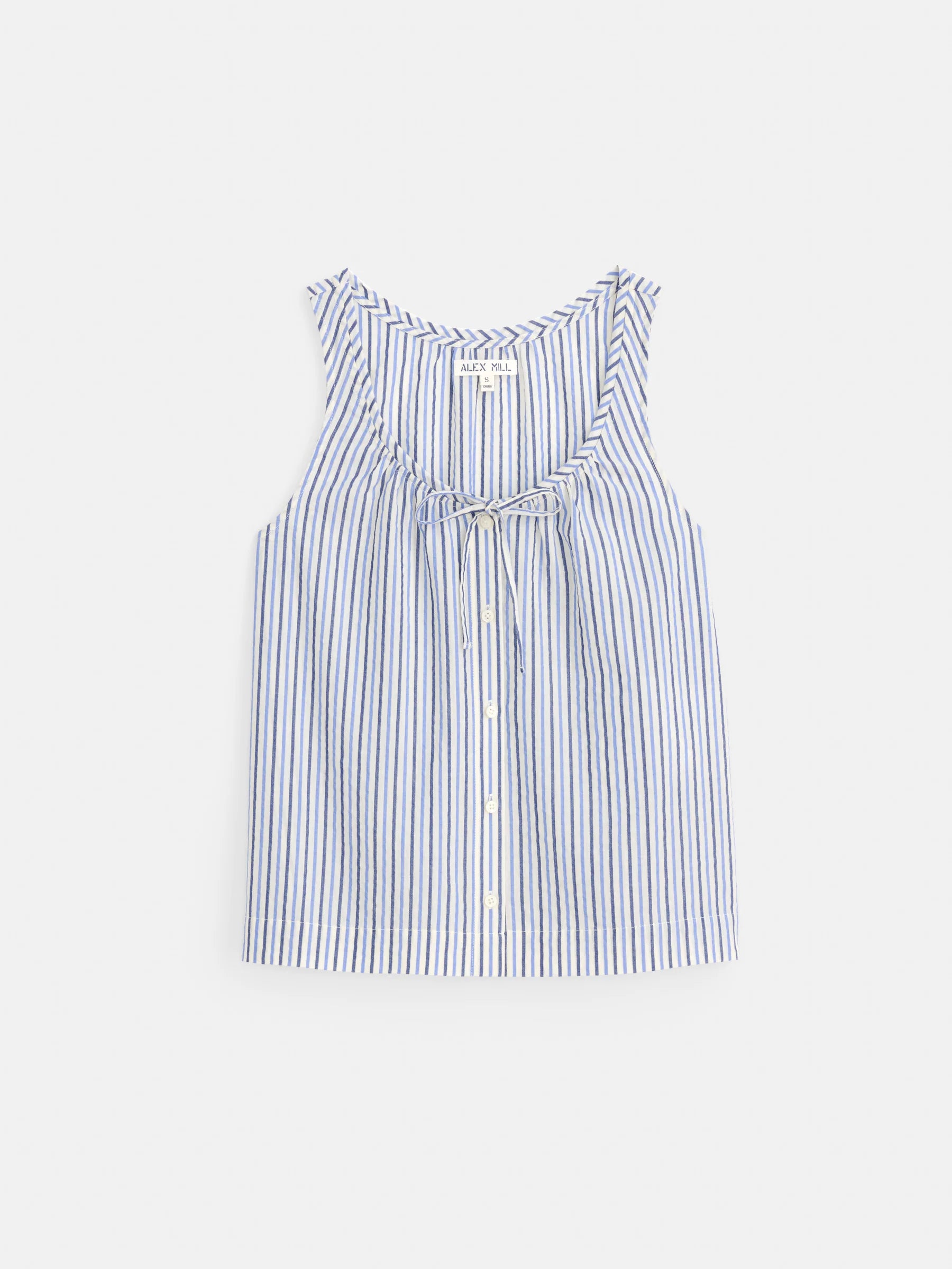 Sidney Stripe Top In Seersucker - Blue Multi Stripe
