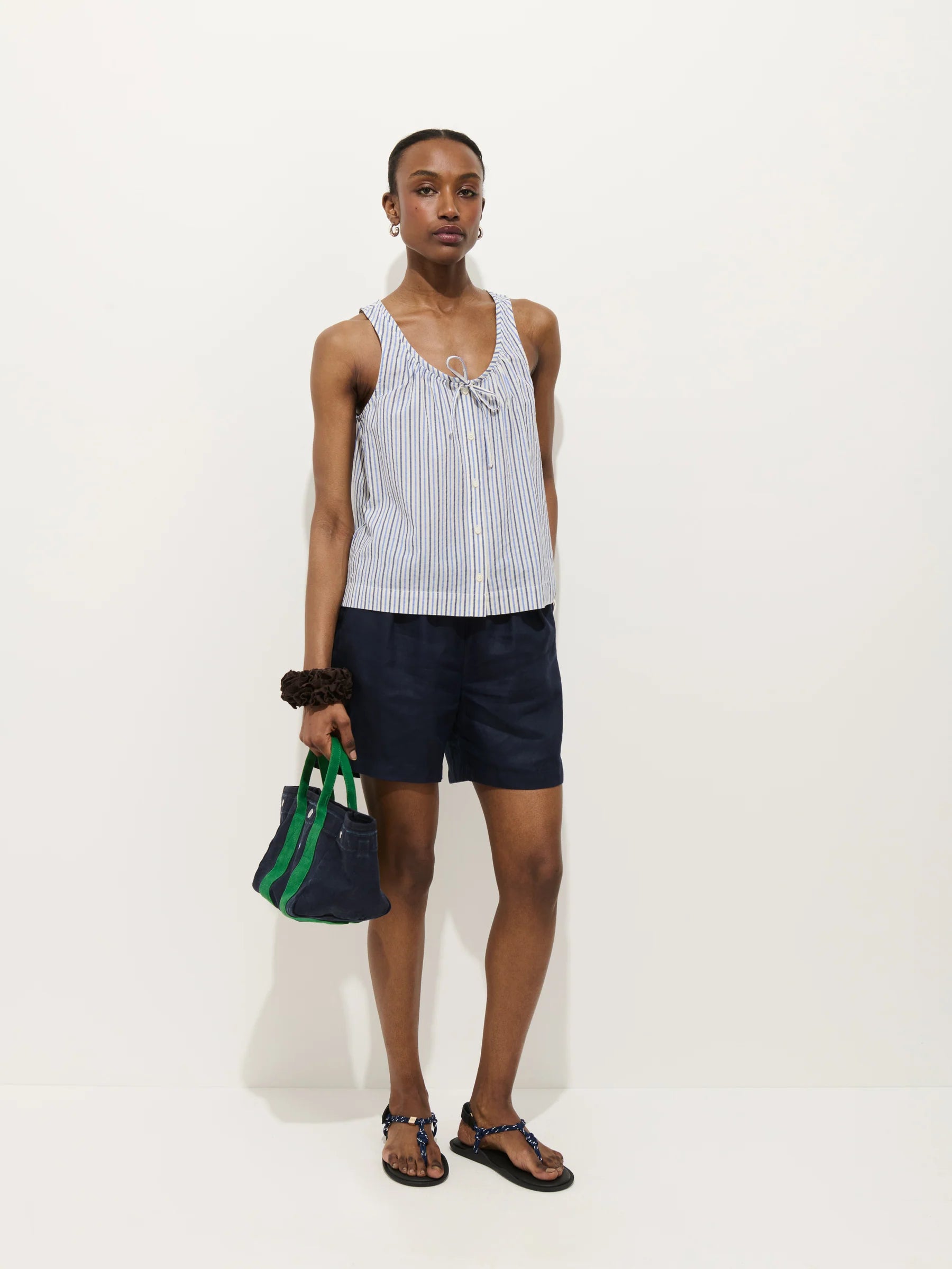 Sidney Stripe Top In Seersucker - Blue Multi Stripe