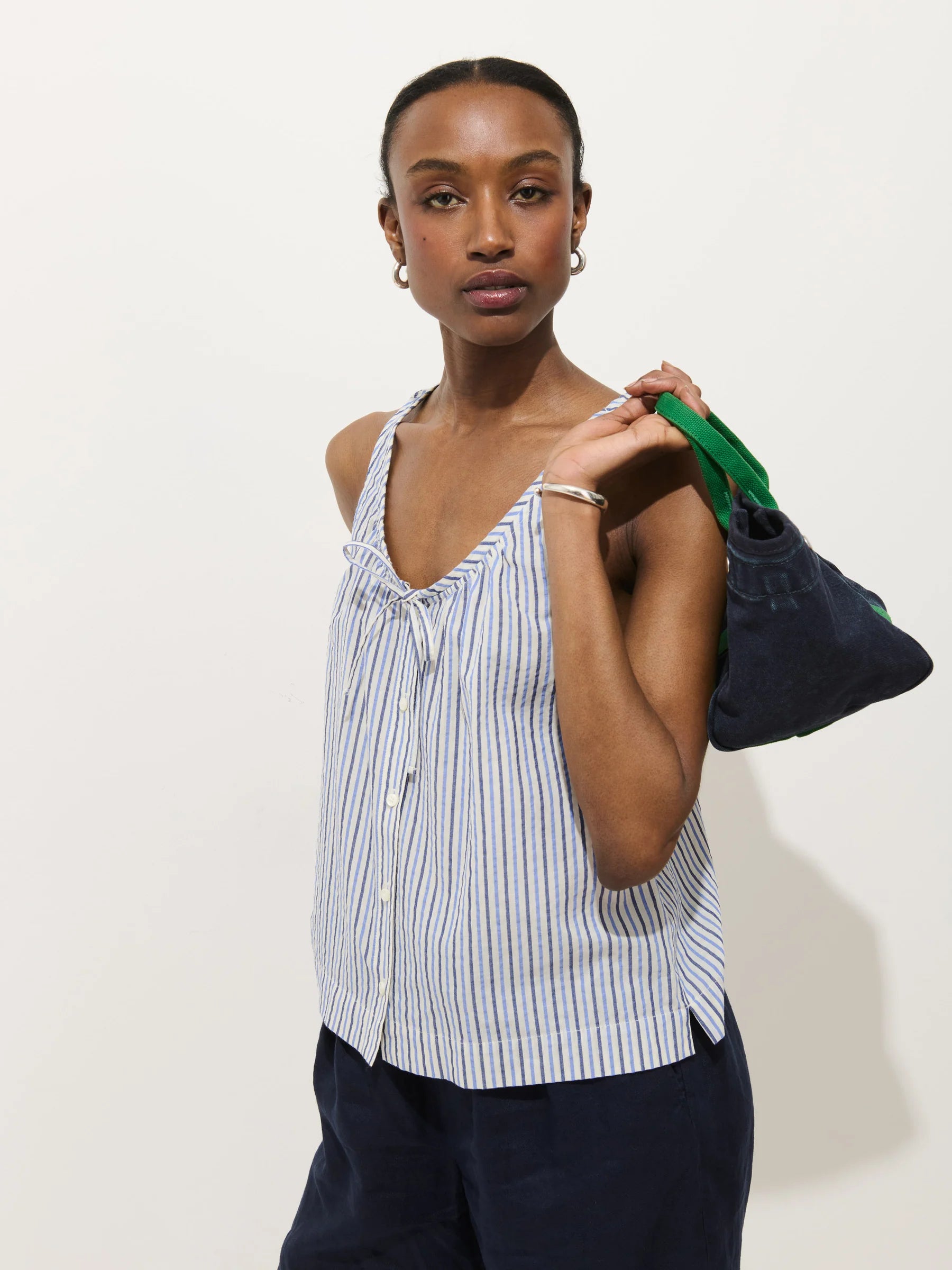 Sidney Stripe Top In Seersucker - Blue Multi Stripe